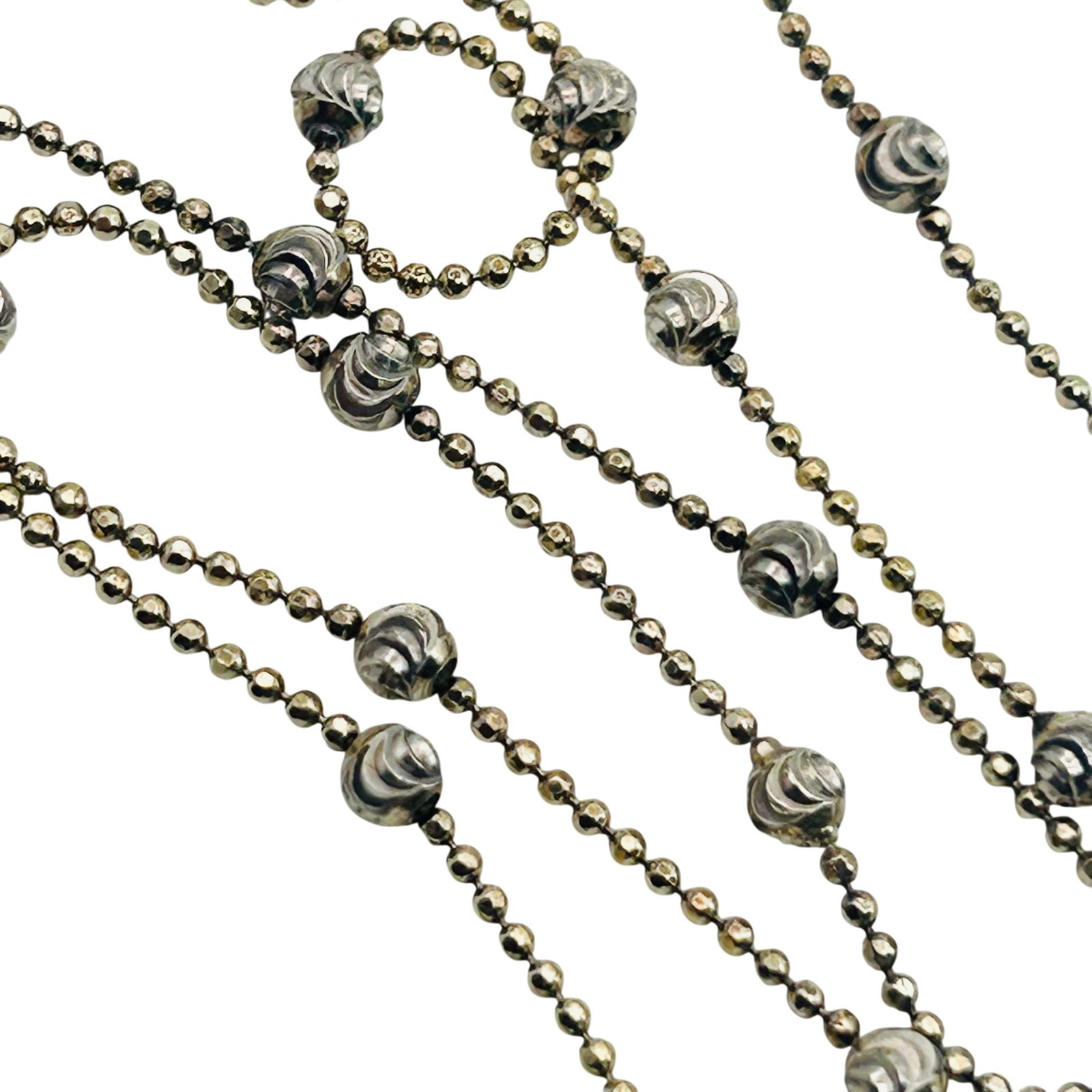 Italy Sterling Bead Chain Necklace: Italy sterling bead chain necklace. 4.4g