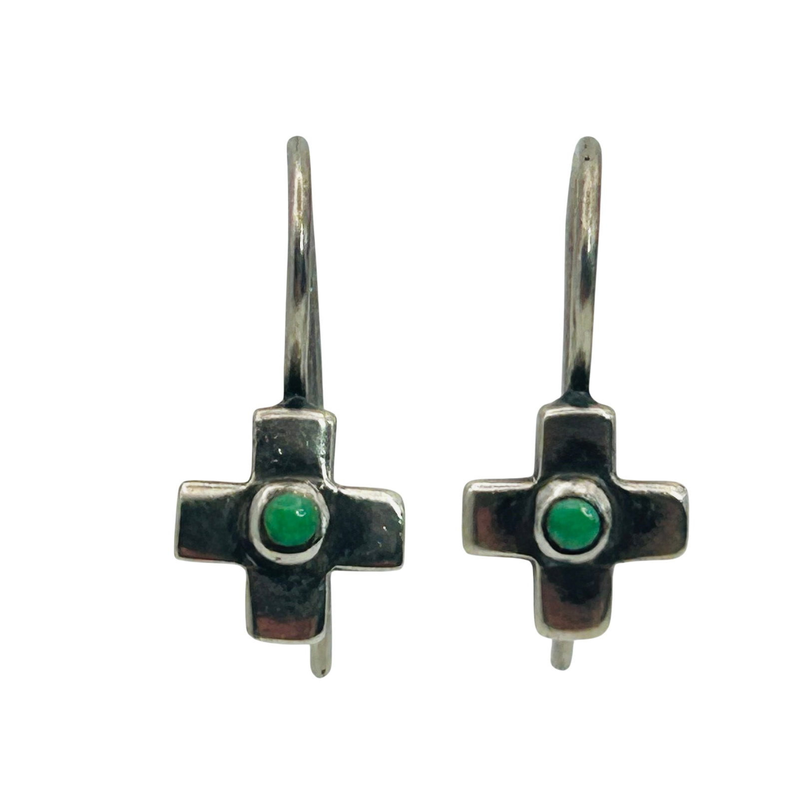 PB Sterling Turquoise Cross Earrings: PB Sterling turquoise cross earrings. 1.7g