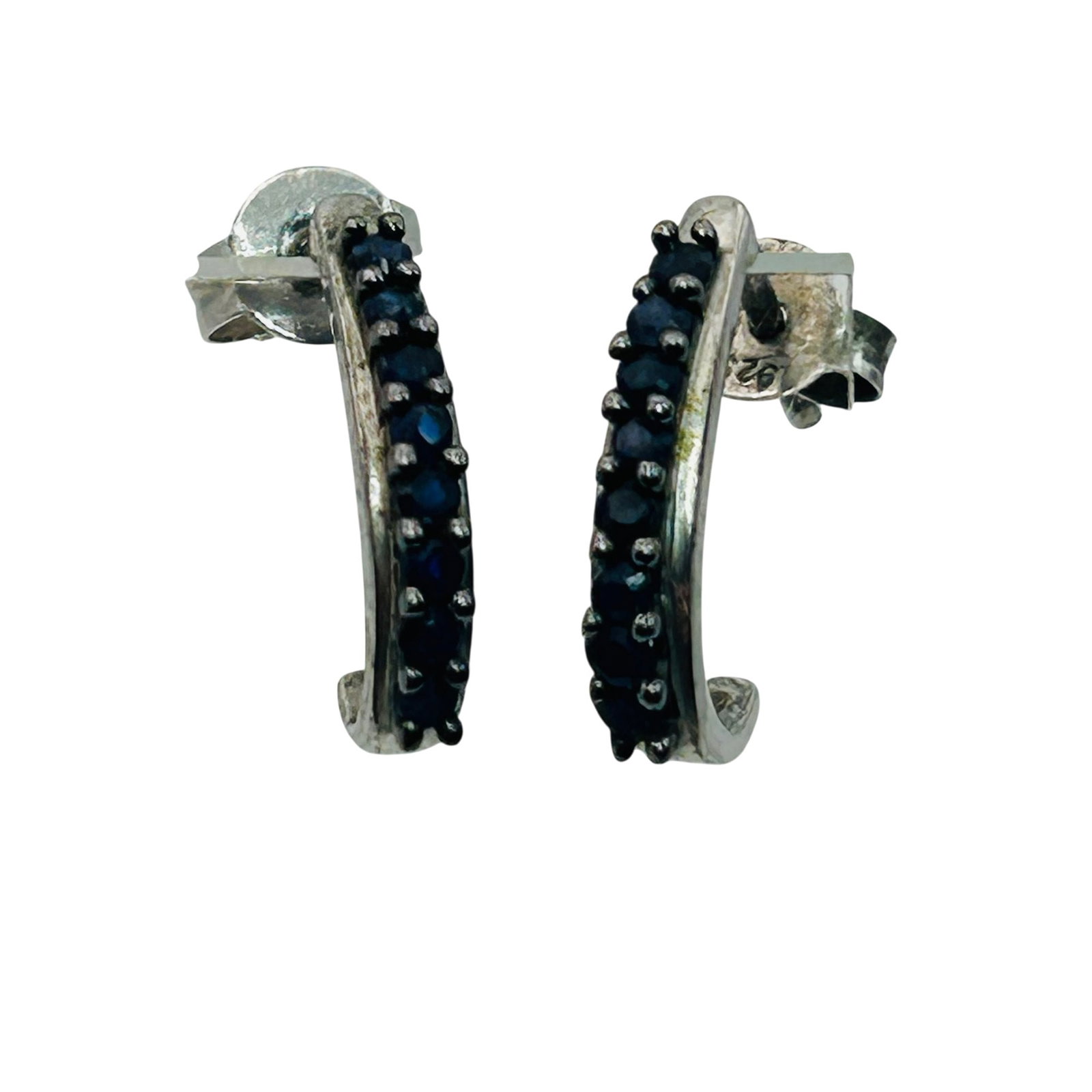 Sterling Spinel Half Hoop Stud Earrings: Sterling spinel half hoop stud earrings. 5.4g