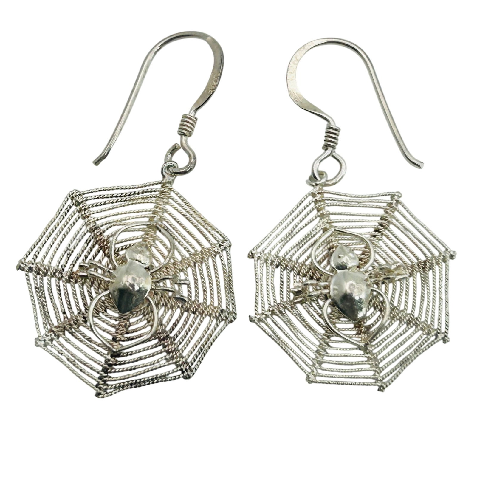 Sterling Spider On Web Hook Back Earrings (1 of 5)