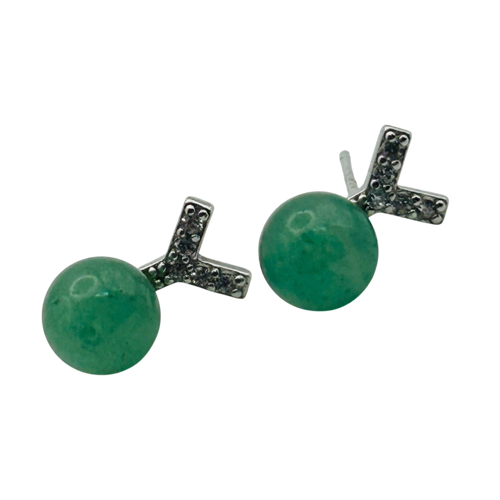 Sterling Jade Stud Earrings (1 of 4)