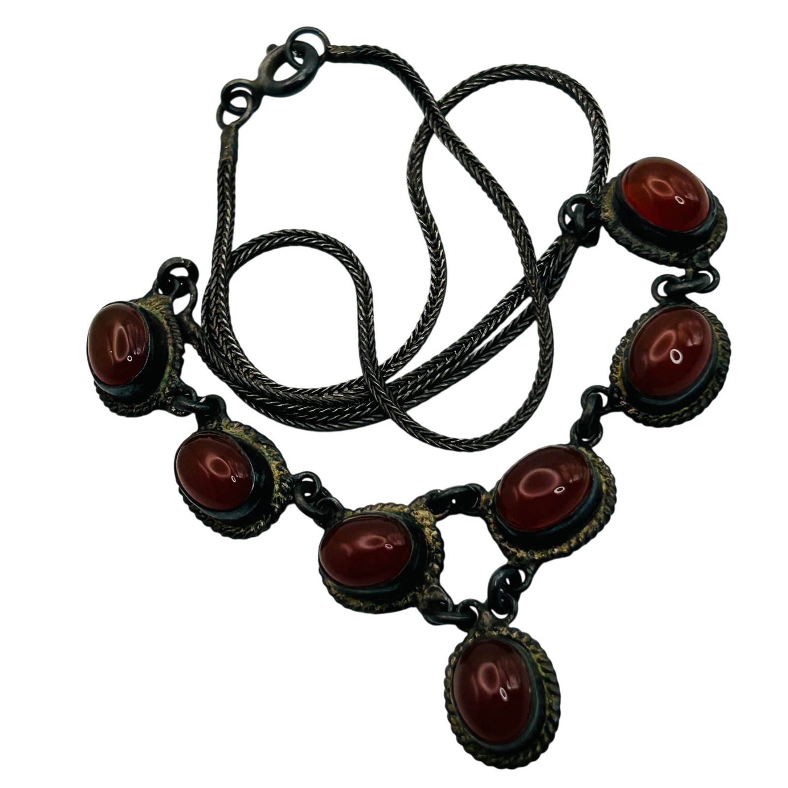 Sterling Carnelian Wheat Chain Necklace (1 of 5)