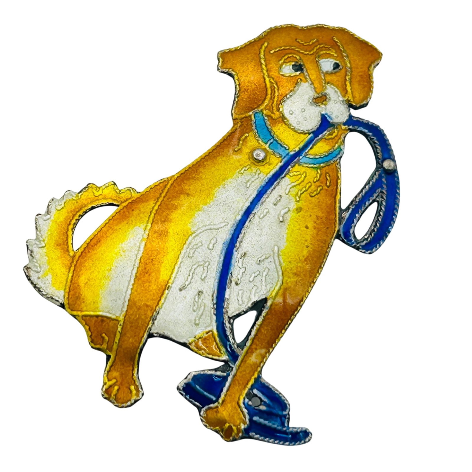 Sterling Enamel Dog Brooch: Sterling enamel dog brooch. 4.7g