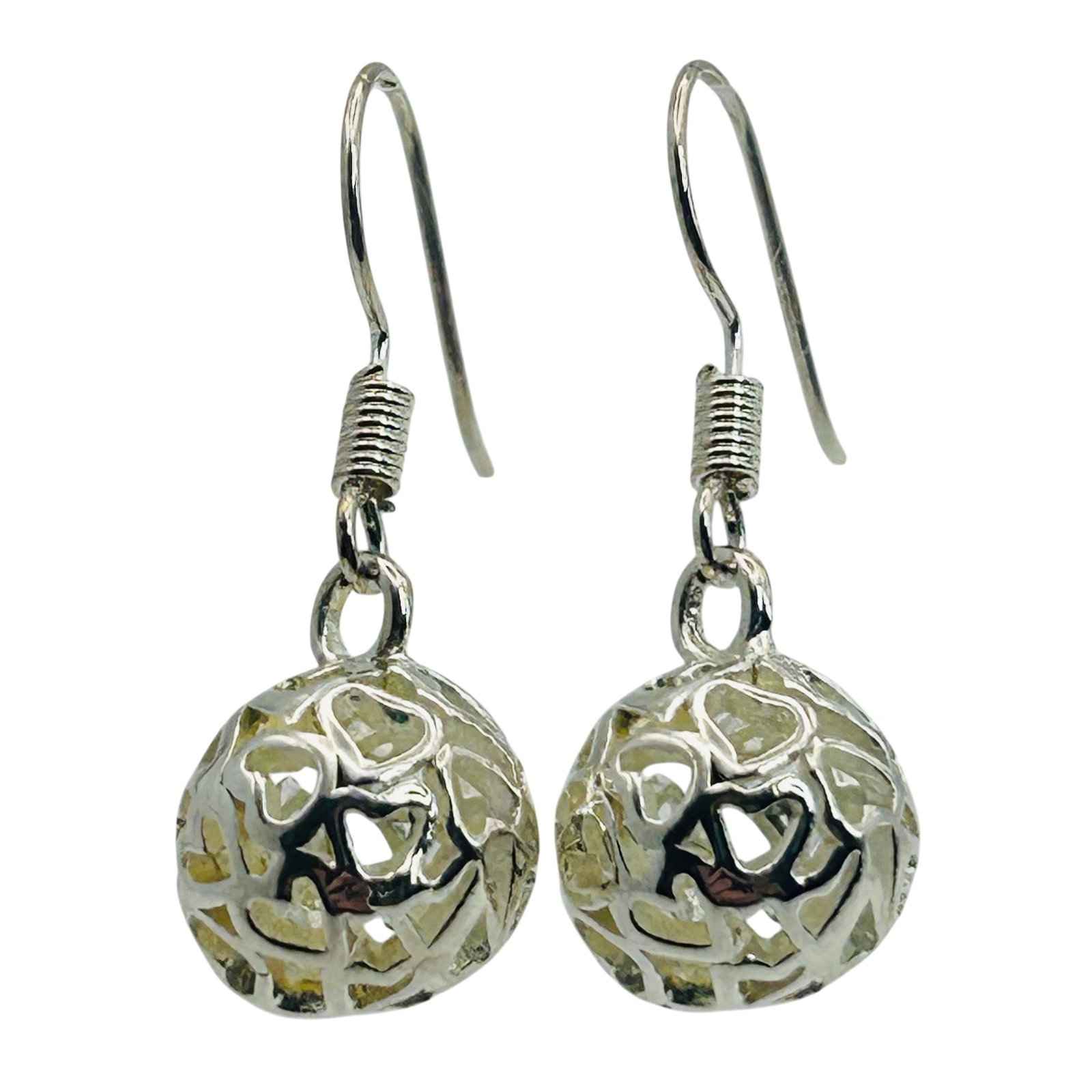 Sterling Heart Cut Out Round Hook Back Earrings (1 of 4)