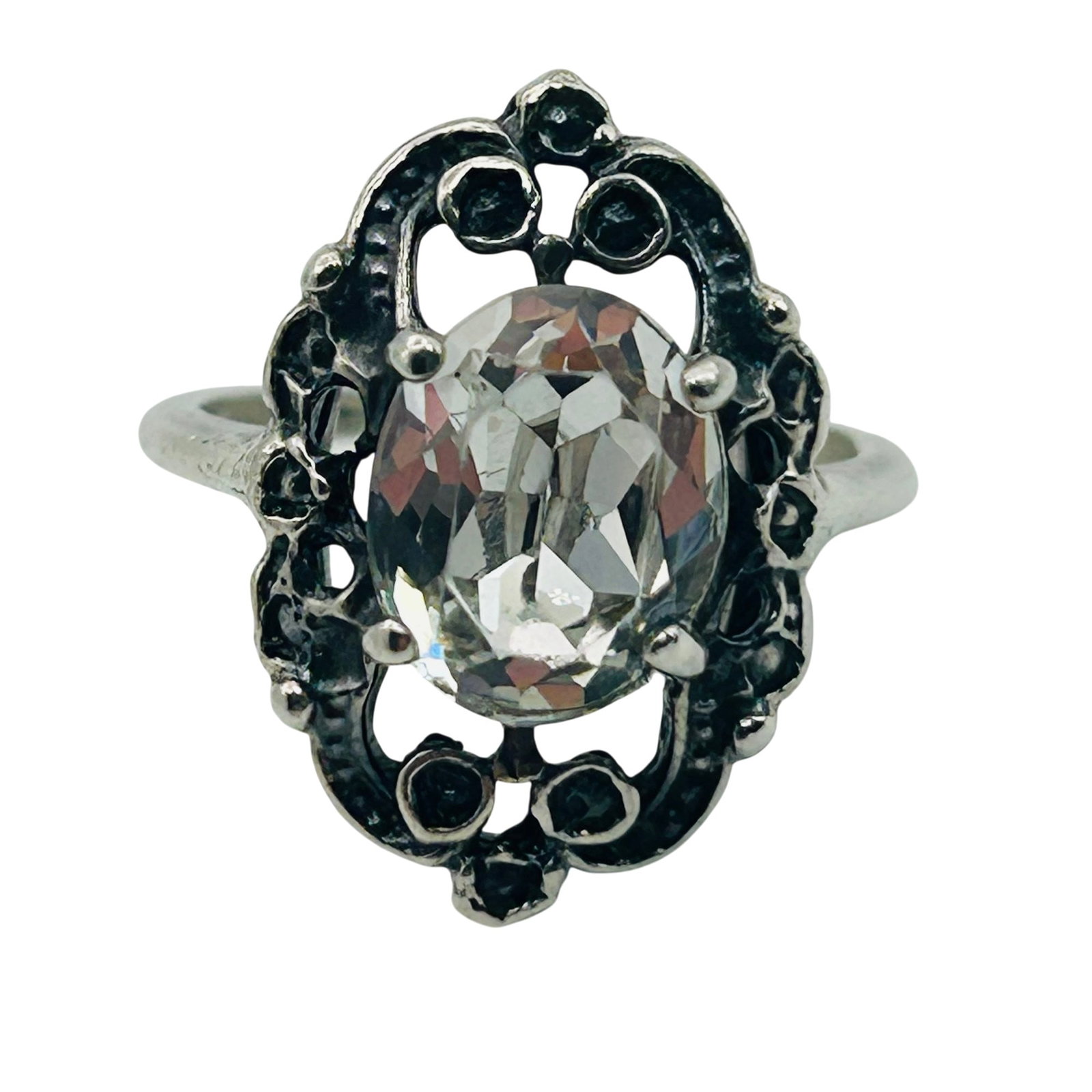 Sterling Rhinestone Statement Ring Size 5.5 (1 of 6)