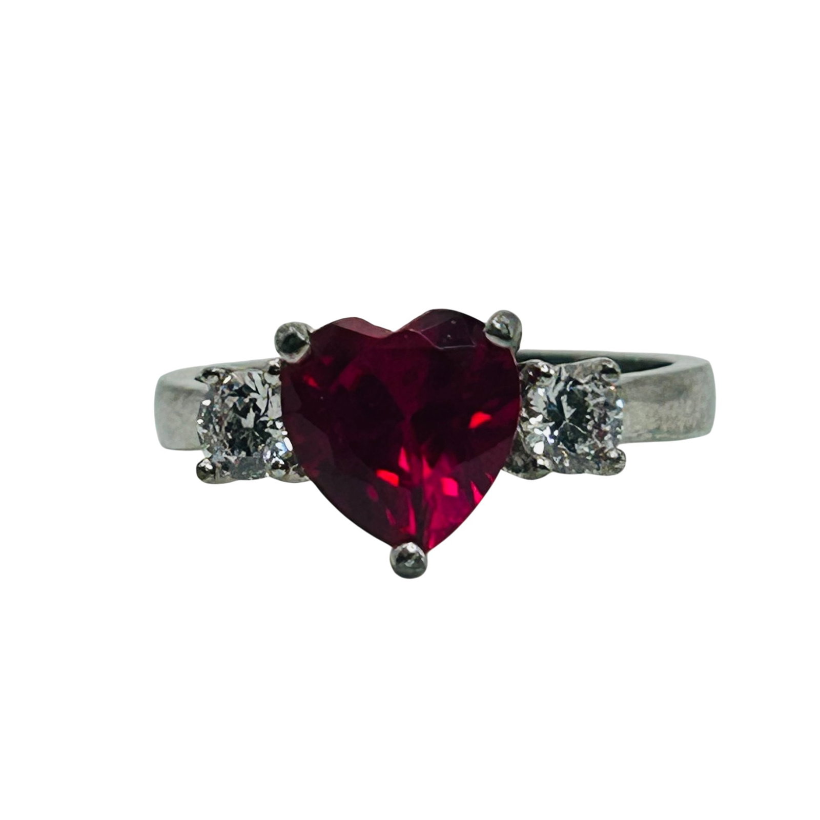 NYC Sterling Ruby Heart Ring Size 7 (1 of 8)