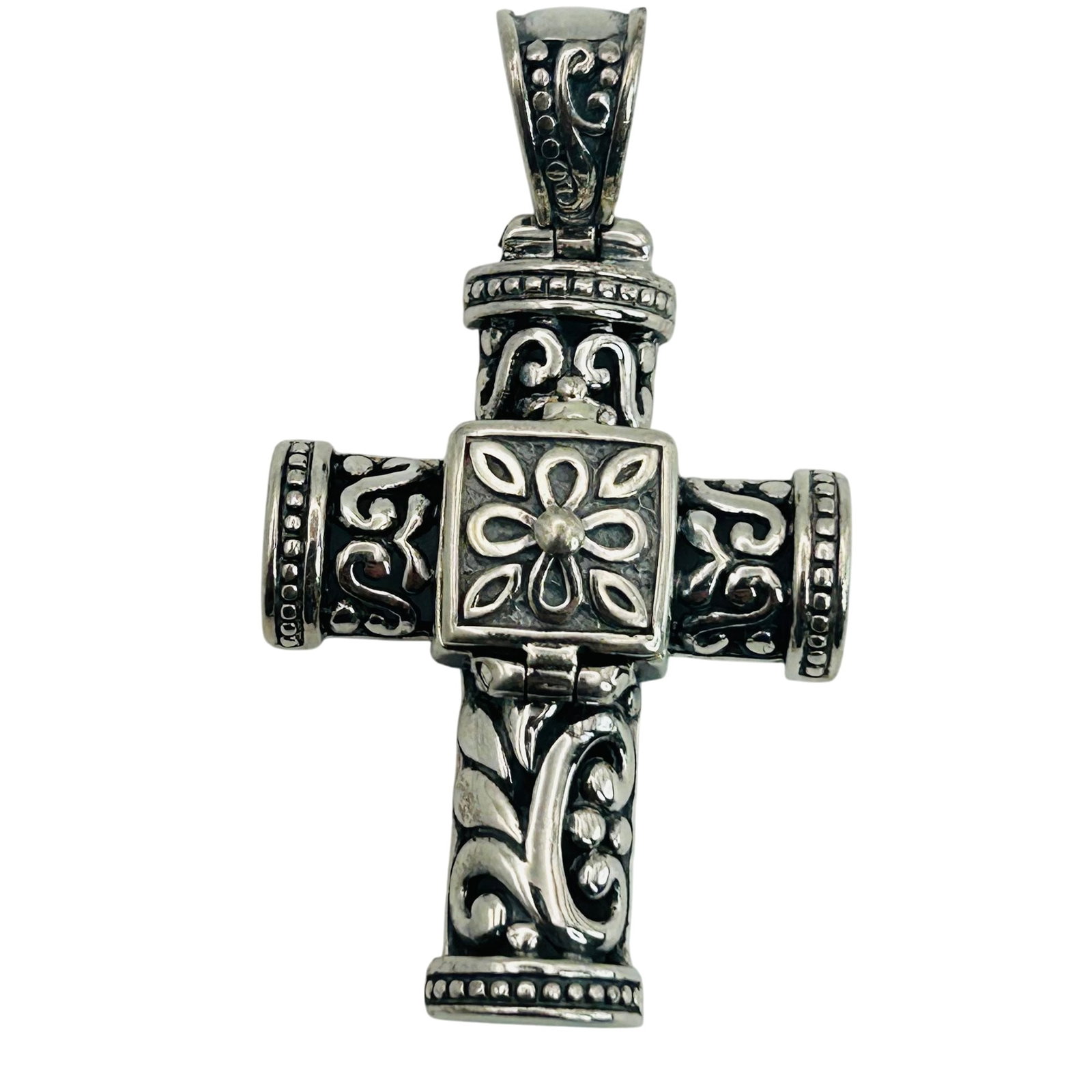 Sterling Cross Locket Pendant (1 of 5)