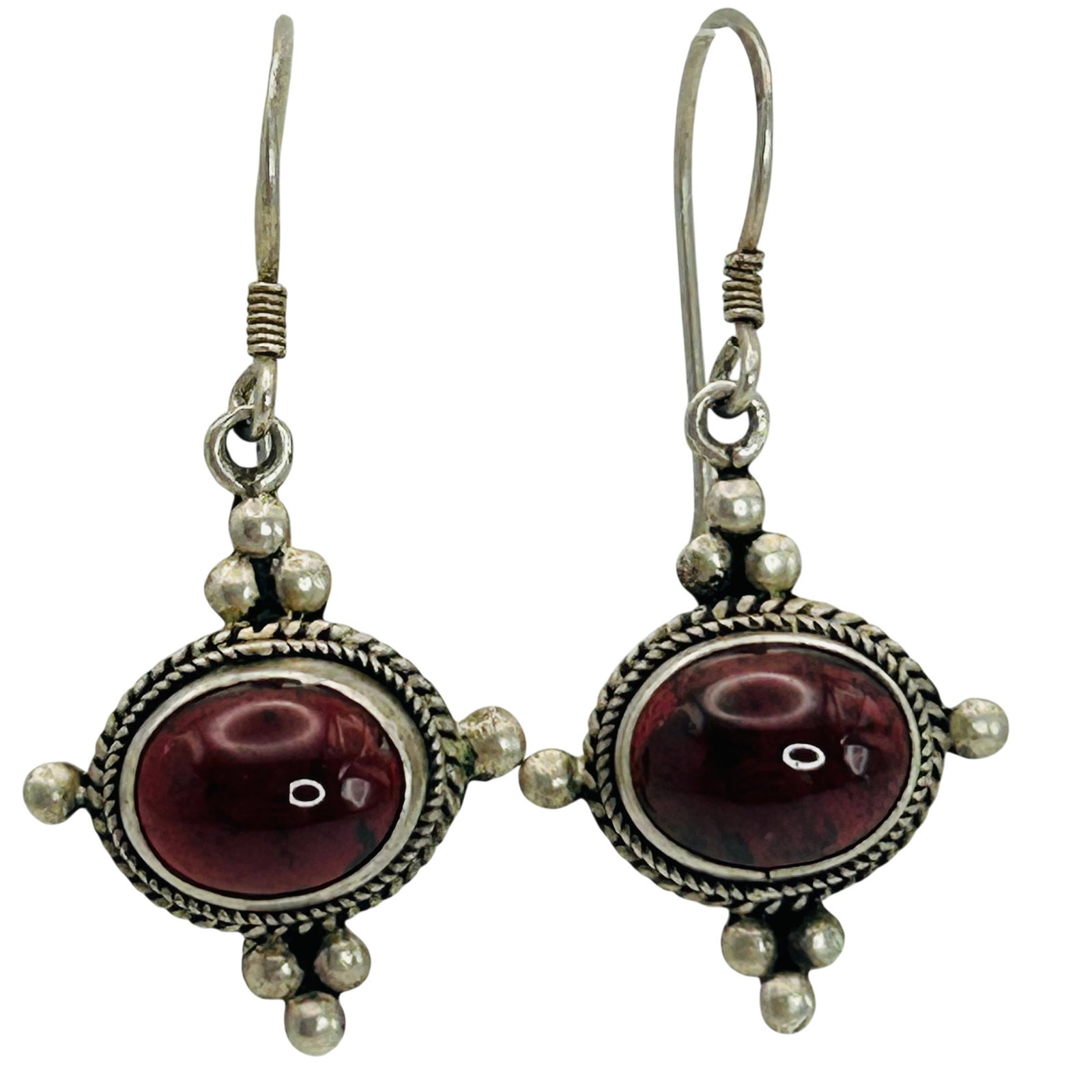Sterling Garnet Hook Back Earrings (1 of 5)