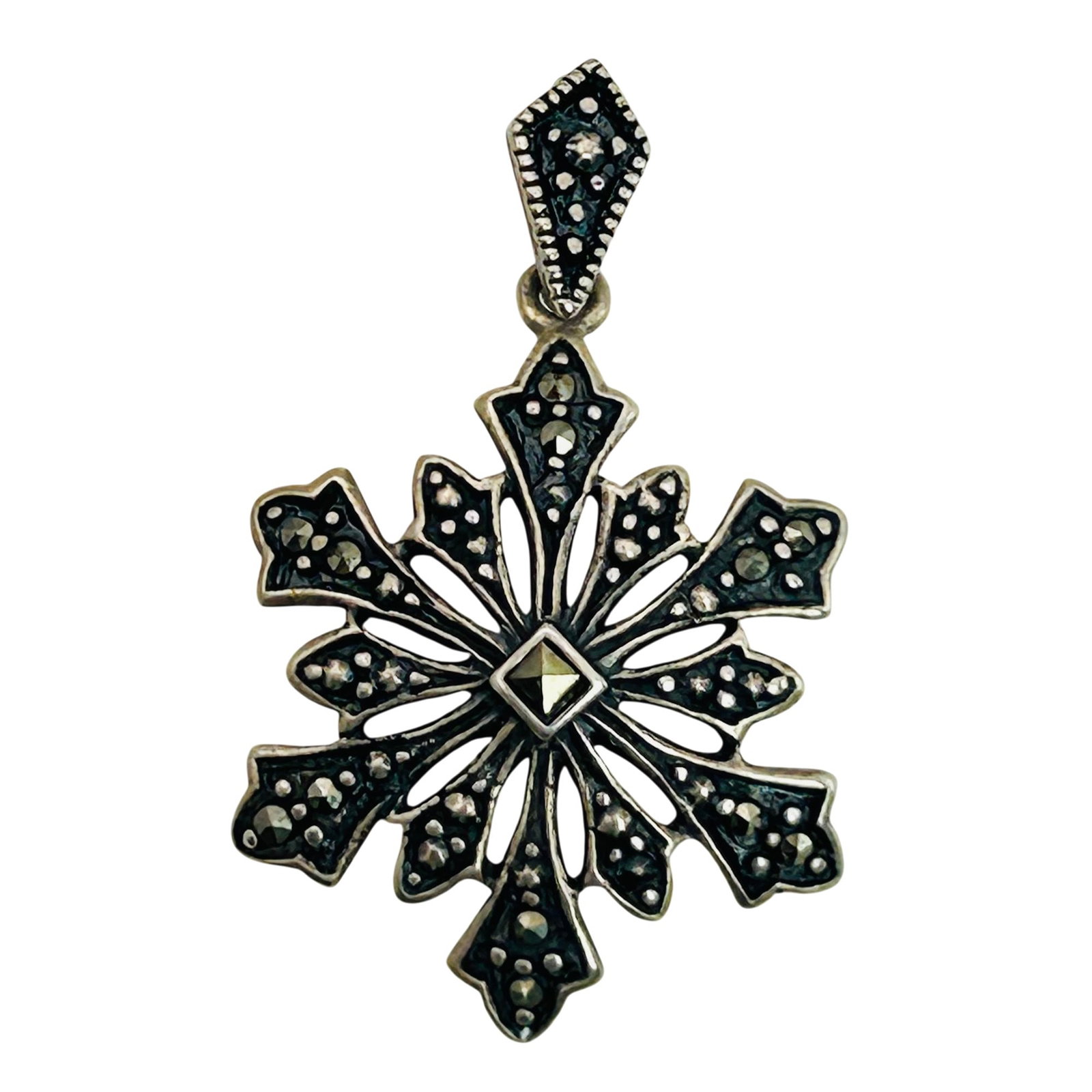 Sterling Marcasite Snowflake Pendant (1 of 4)