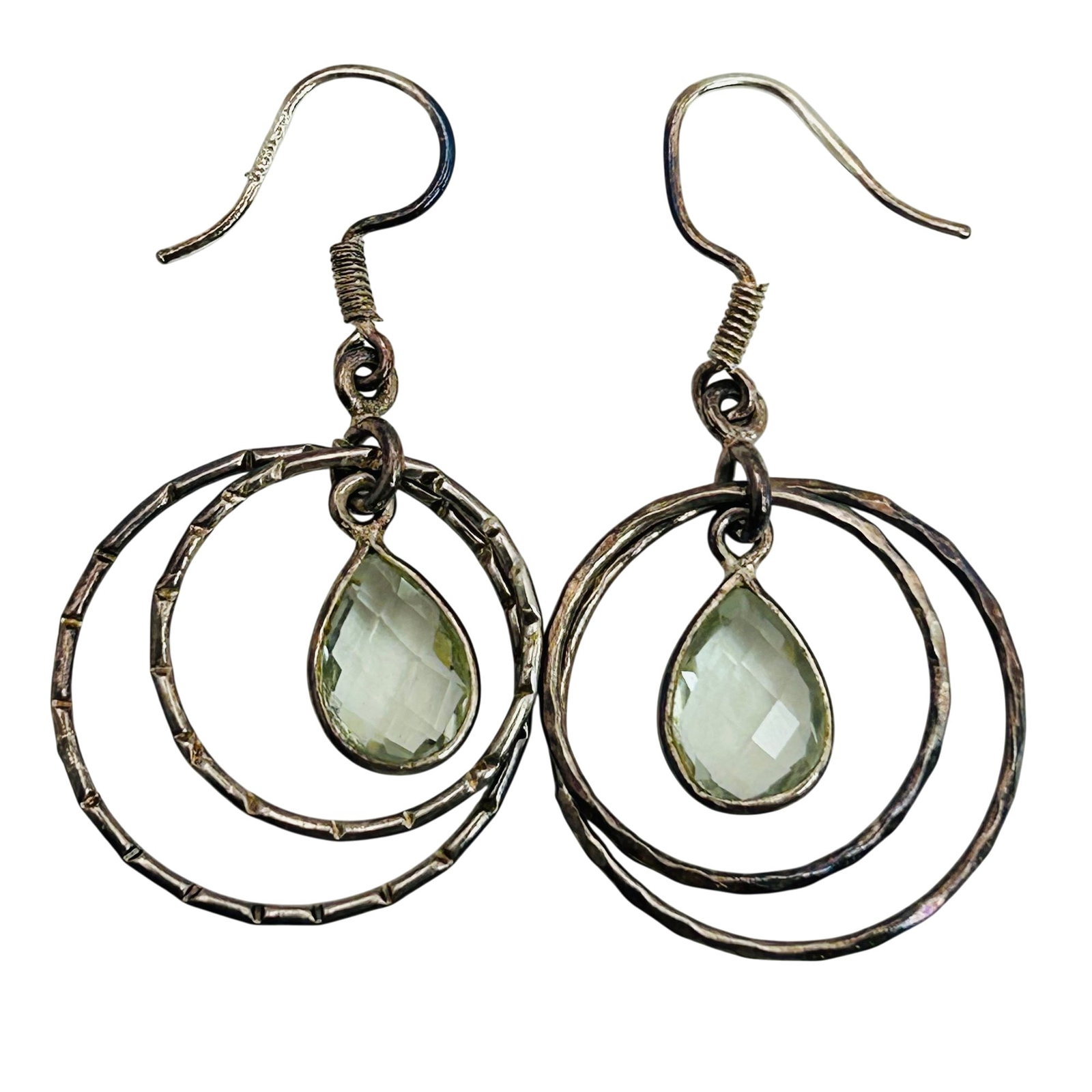 Sterling Aquamarine Dangle Hook Back Earrings (1 of 5)