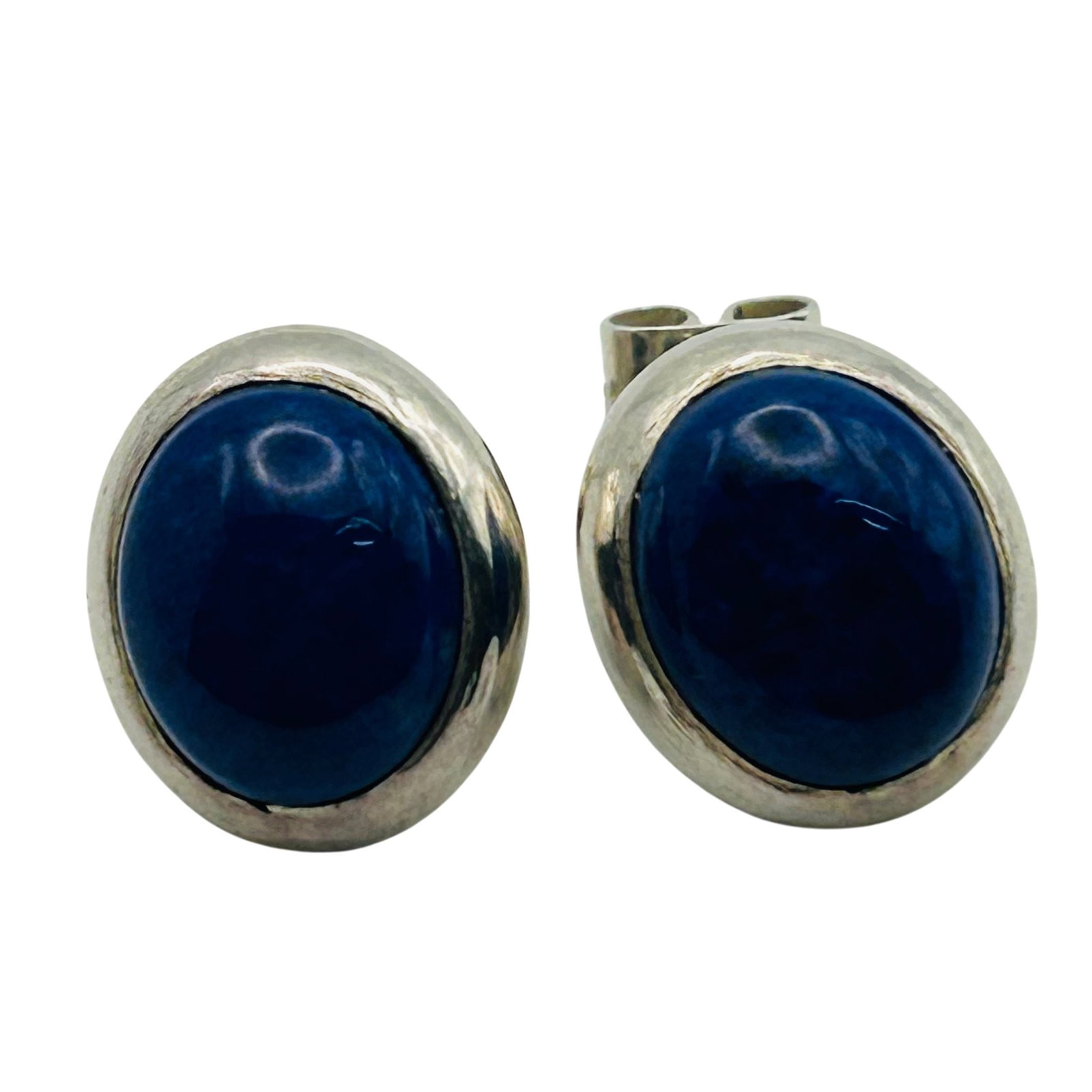 Sterling Lapis Lazuli Oval Stud Earrings (1 of 5)