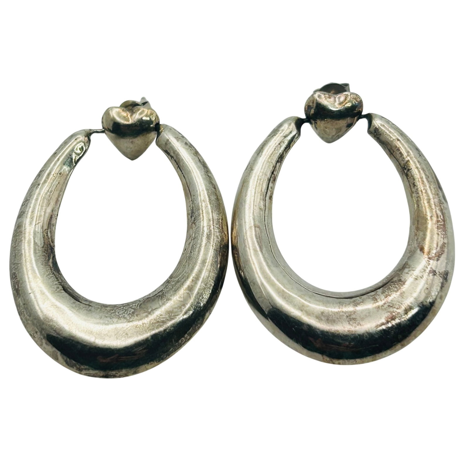 Sterling Heart Stud Oval Cut Out Earrings (1 of 6)