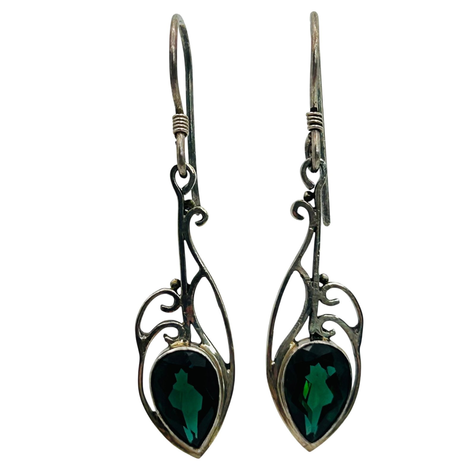 Sterling Emerald Hook Back Earrings (1 of 5)