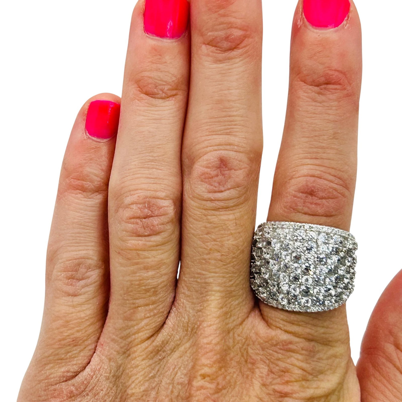 FZN Sterling Rhinestone Statement Ring Size 7 - 6