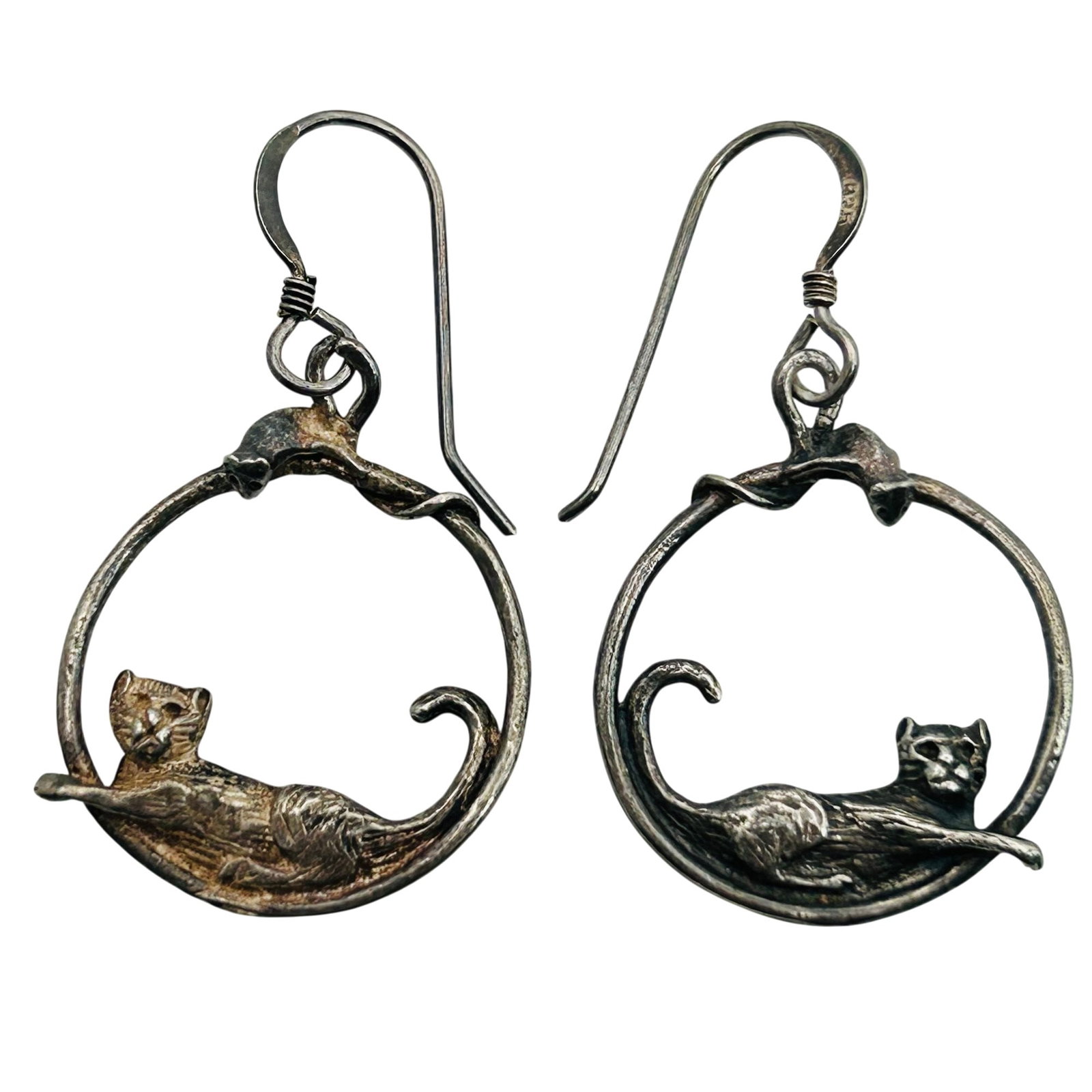 Sterling Cat Hook Back Earrings (1 of 4)