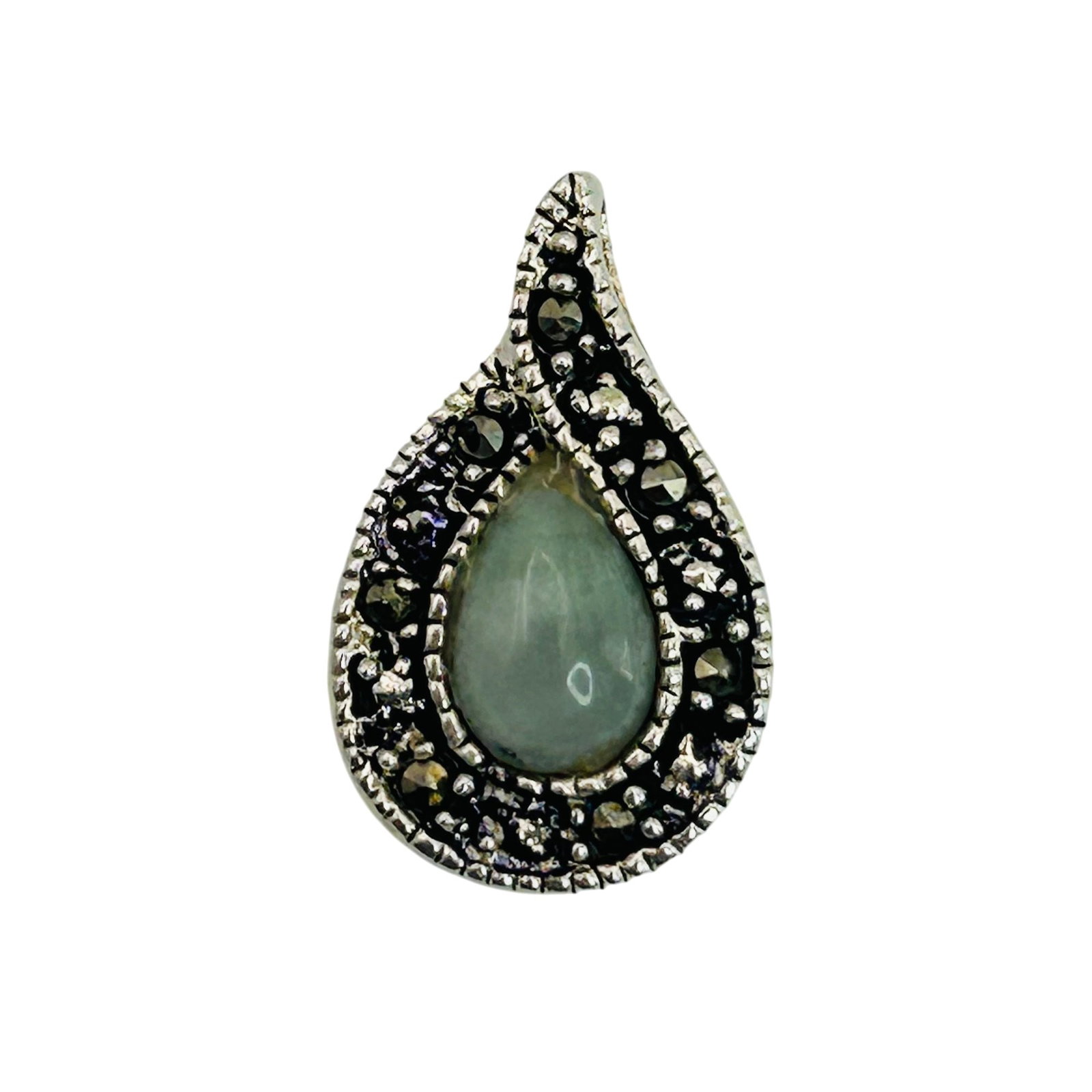 Sterling Jade Marcasite Pendant (1 of 4)
