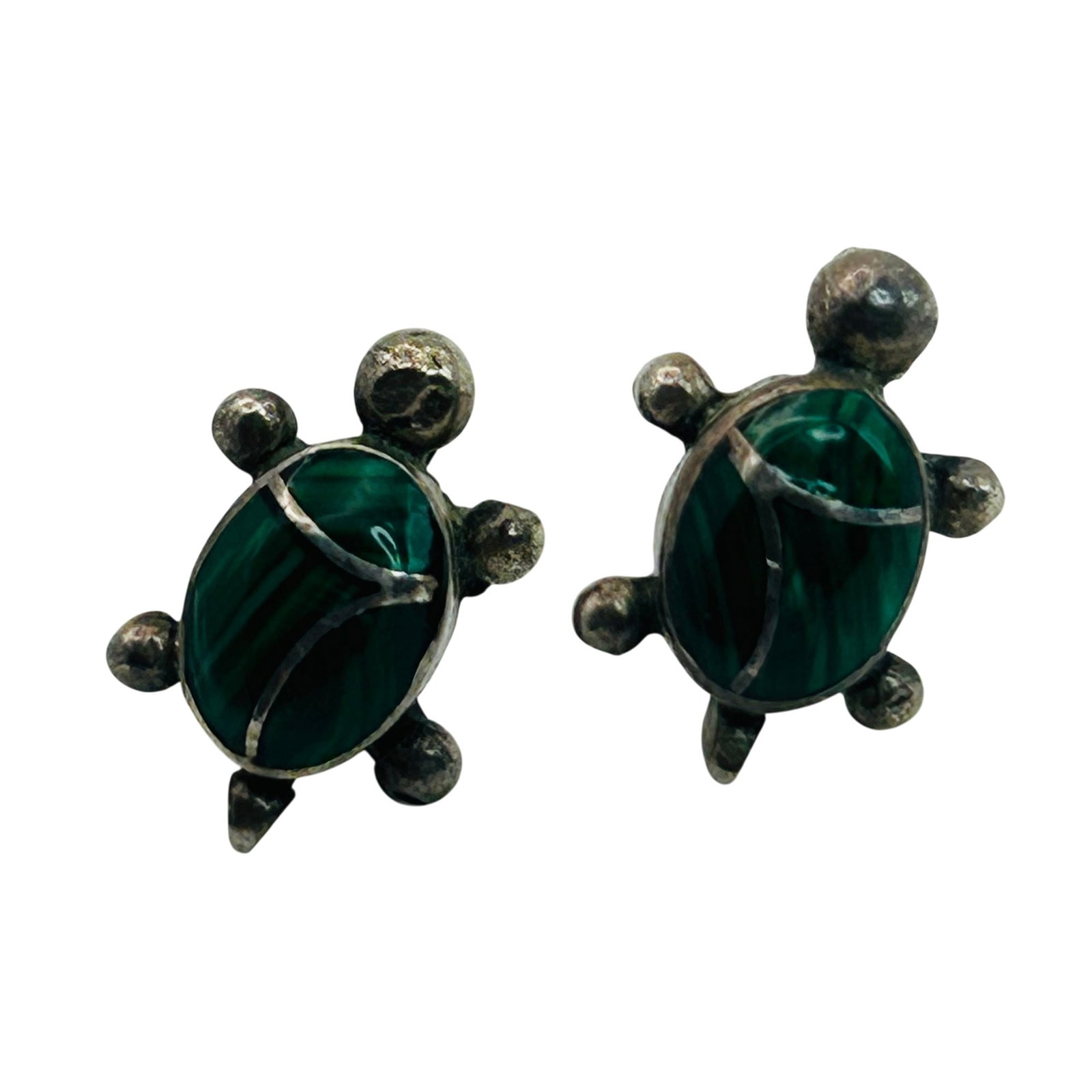 Sterling Southwest Malachite Turtle Stud Earrings (1 of 6)