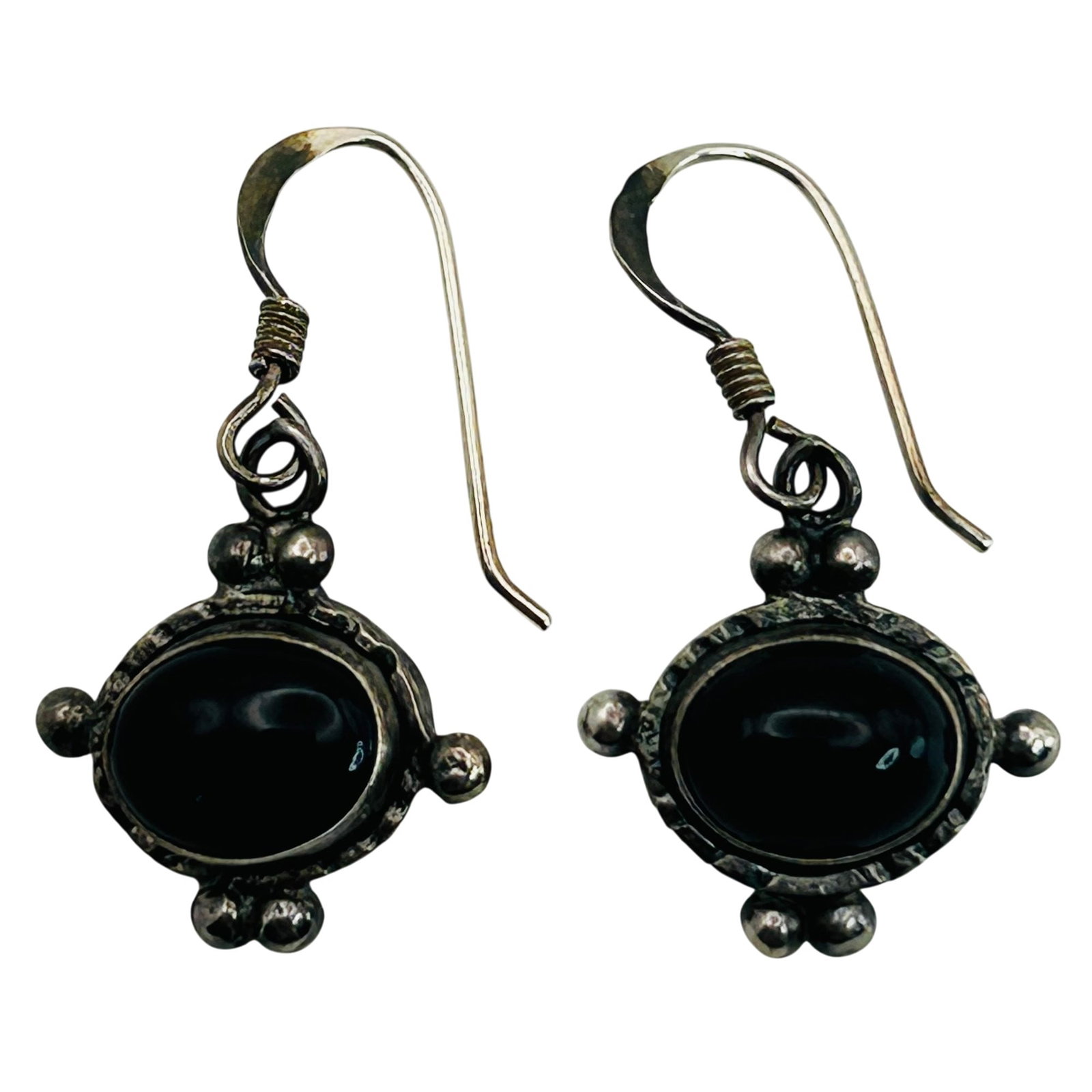 Sterling Black Stone Hook Back Earrings (1 of 5)