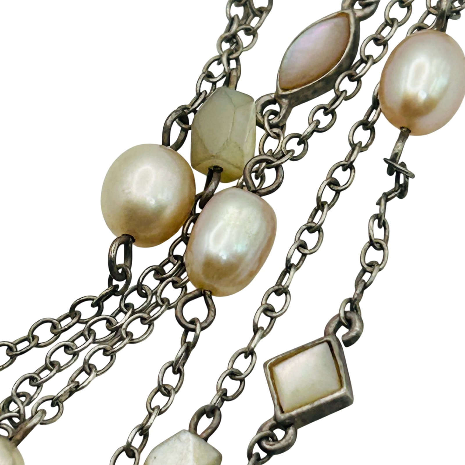 Sterling Pearl Mother Of Pearl Cable Chain Necklace (1 of 5)