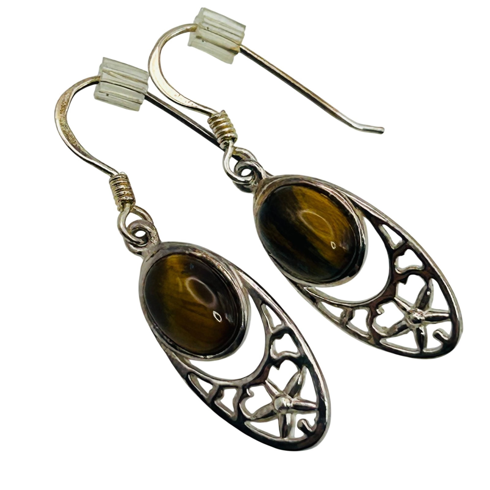 RJ Sterling Tigers Eye Hook Back Earrings: RJ Sterling tigers eye hook back earrings. 2.6g