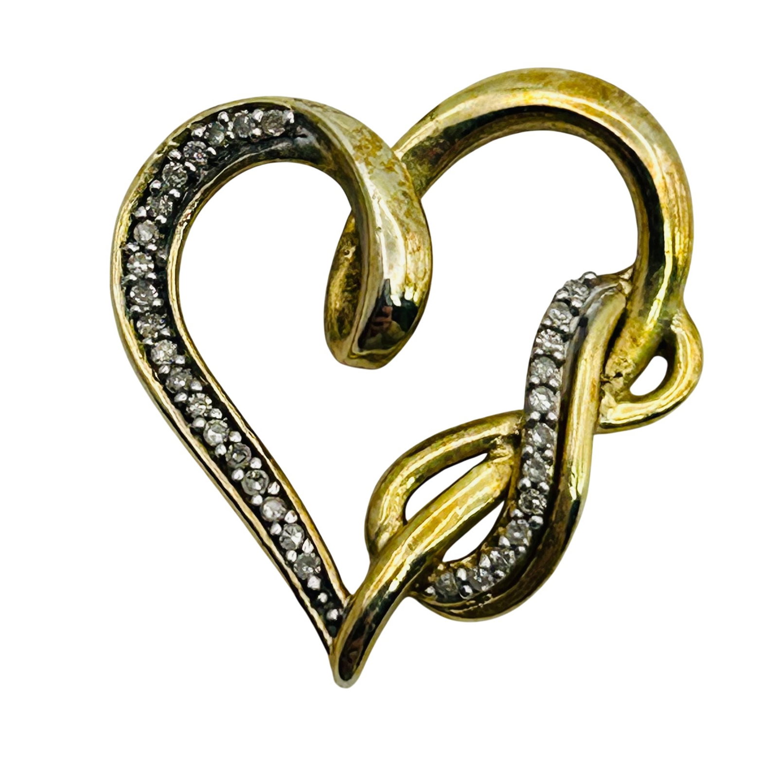 Sterling Diamond Heart Pendant: Sterling diamond heart pendant 2.3g