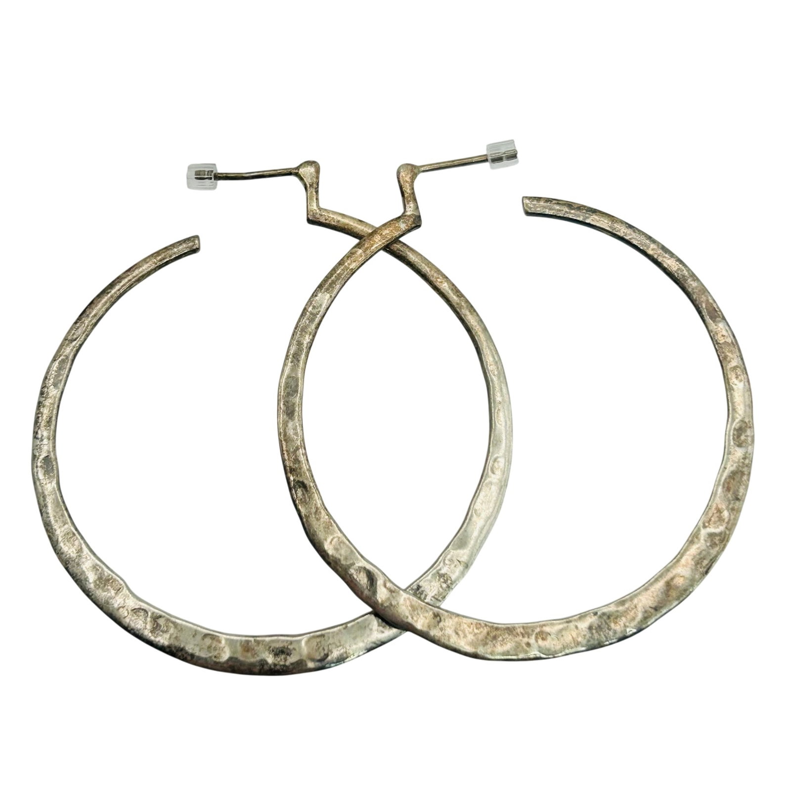 Silpada Sterling Stud Hammered Hoop Earrings: Silpada Sterling stud hammered hoop earrings. 7.2g