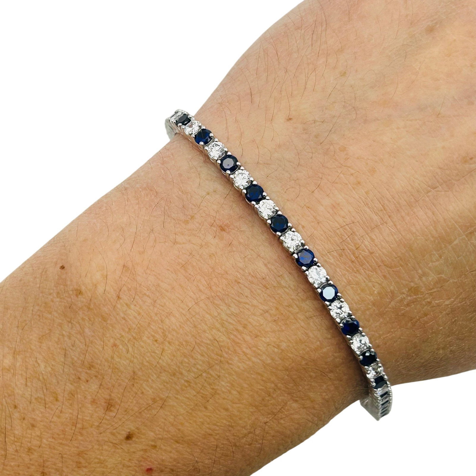 Sterling Sapphire Cubic Zirconia Tennis Bracelet (1 of 6)