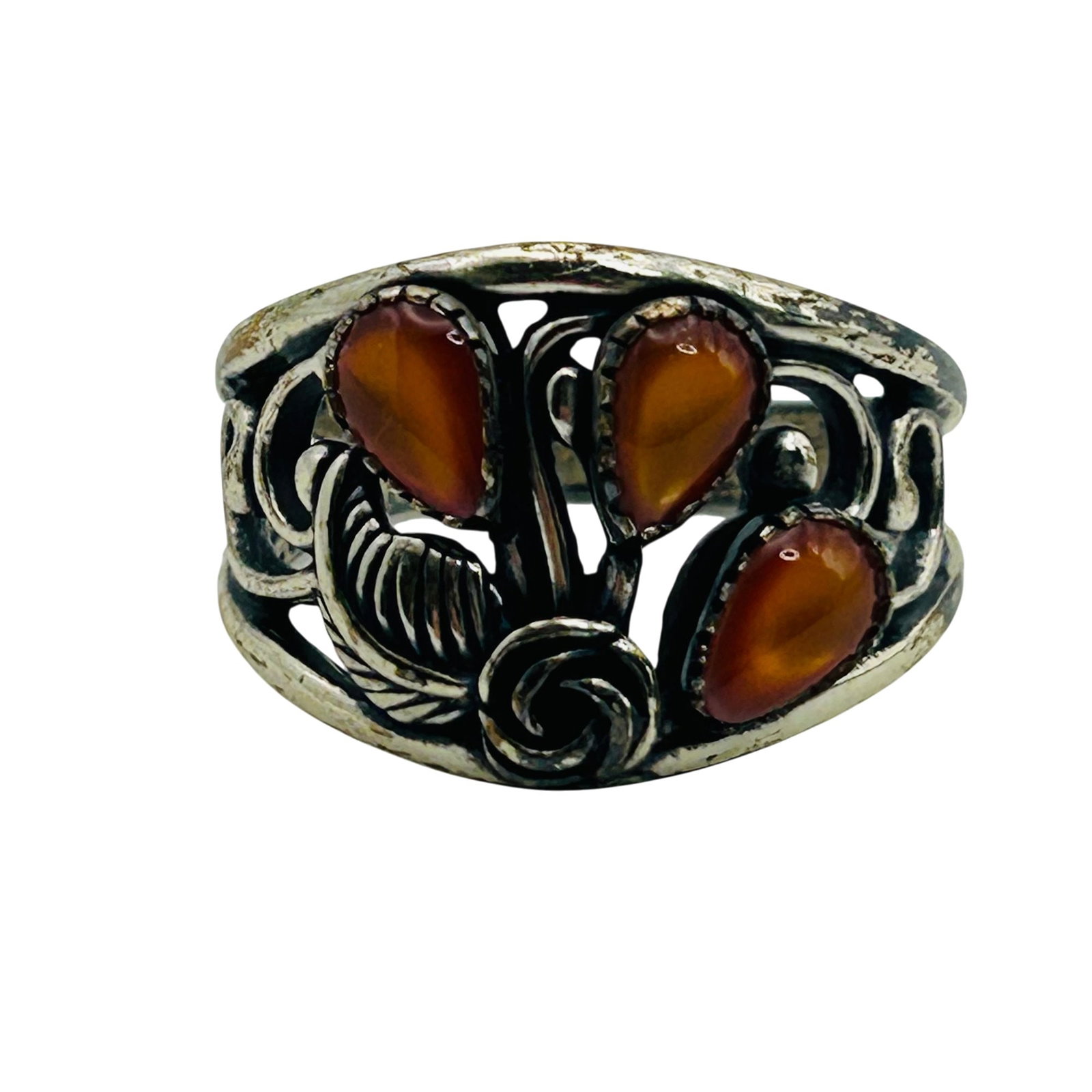 WMCO Sterling Orange Stone Ring Size 9: WMCO Sterling orange stone ring size 9. 6.0g