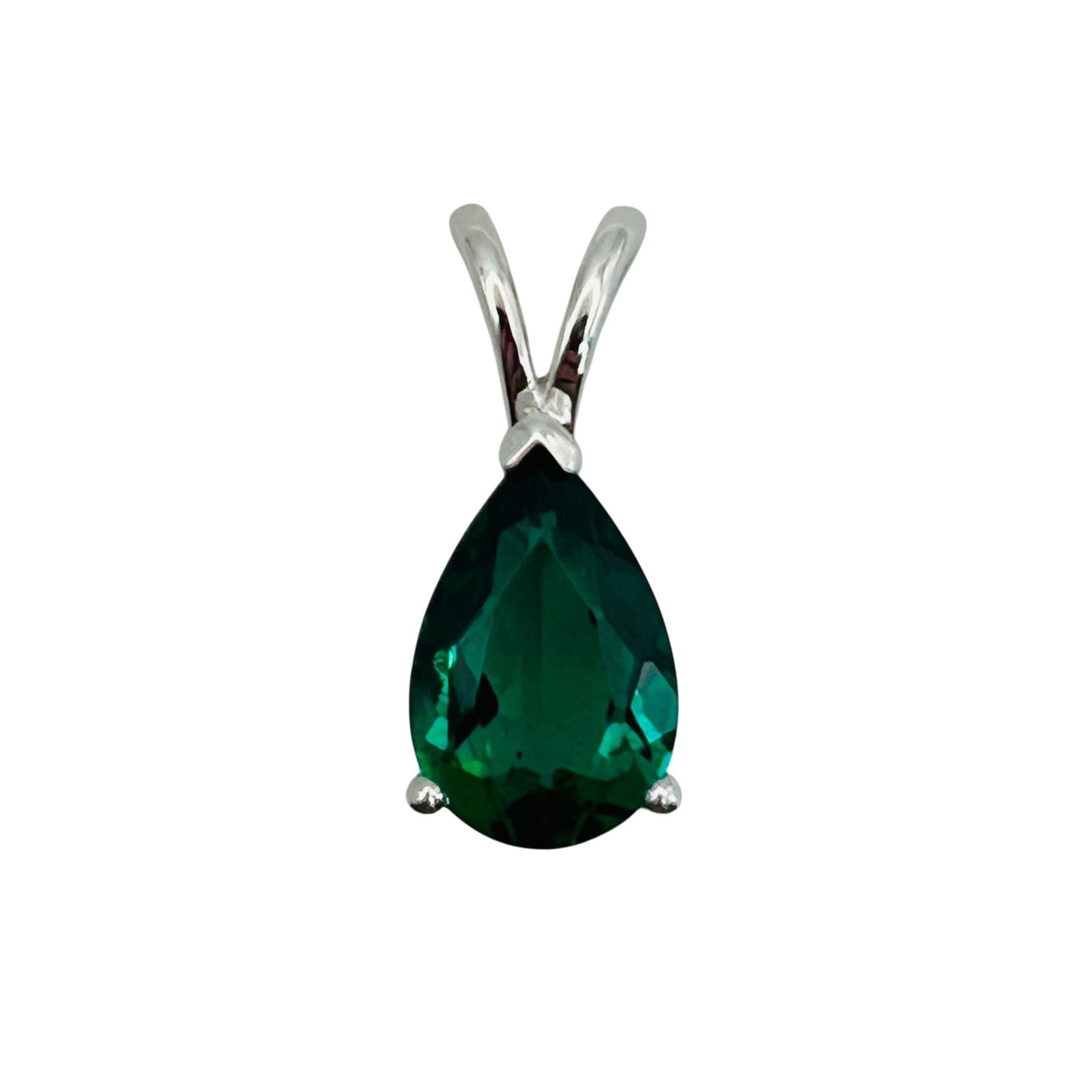 Sterling Emerald Tear Drop Pendant (1 of 4)