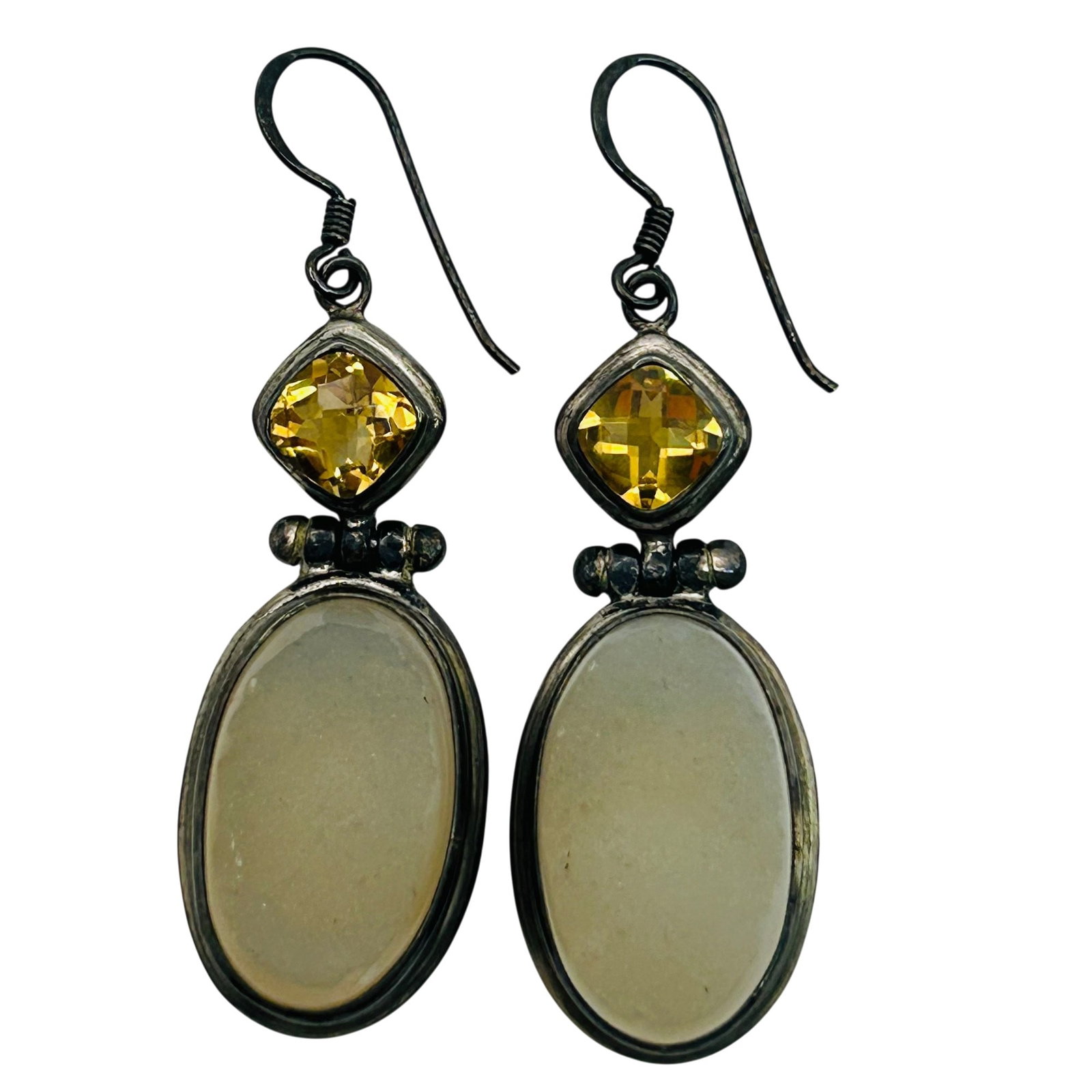 Sterling Citrine Quartz Hook Back Earrings (1 of 6)
