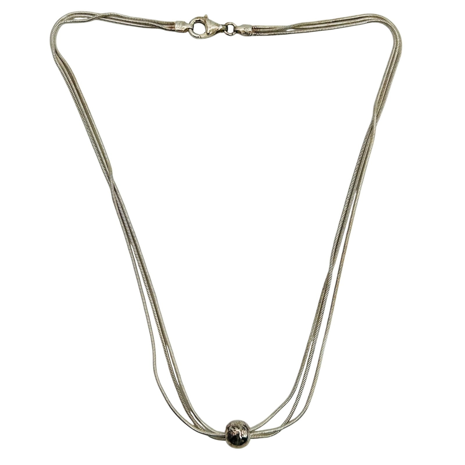 Silpada Italy Sterling 3 Round Snake Chain Necklace. 11.5g (1 of 4)