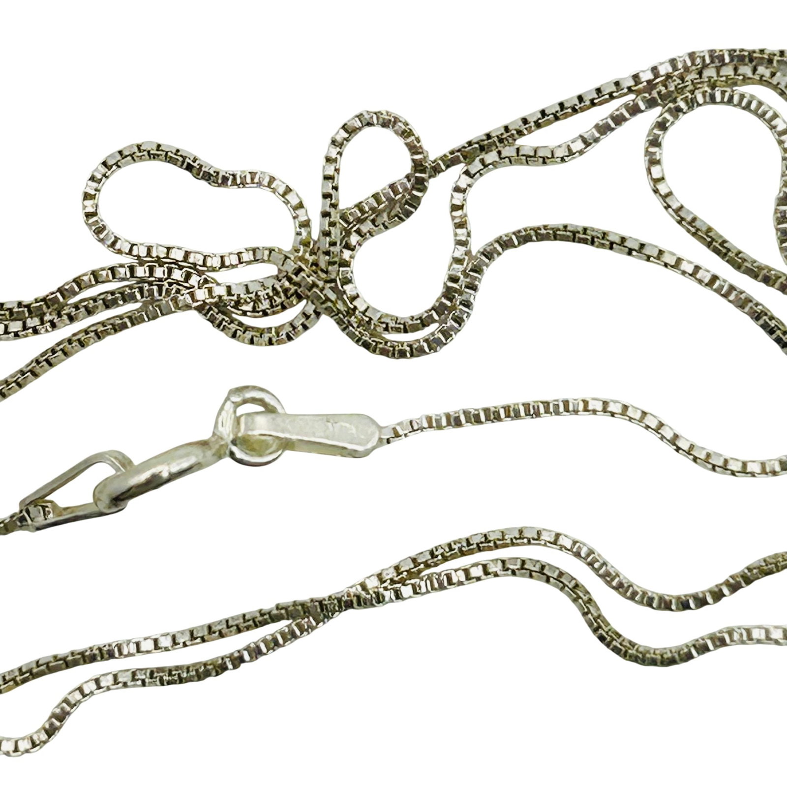 Italy Sterling Box Chain Necklace: Italy sterling box chain necklace. 1.3g