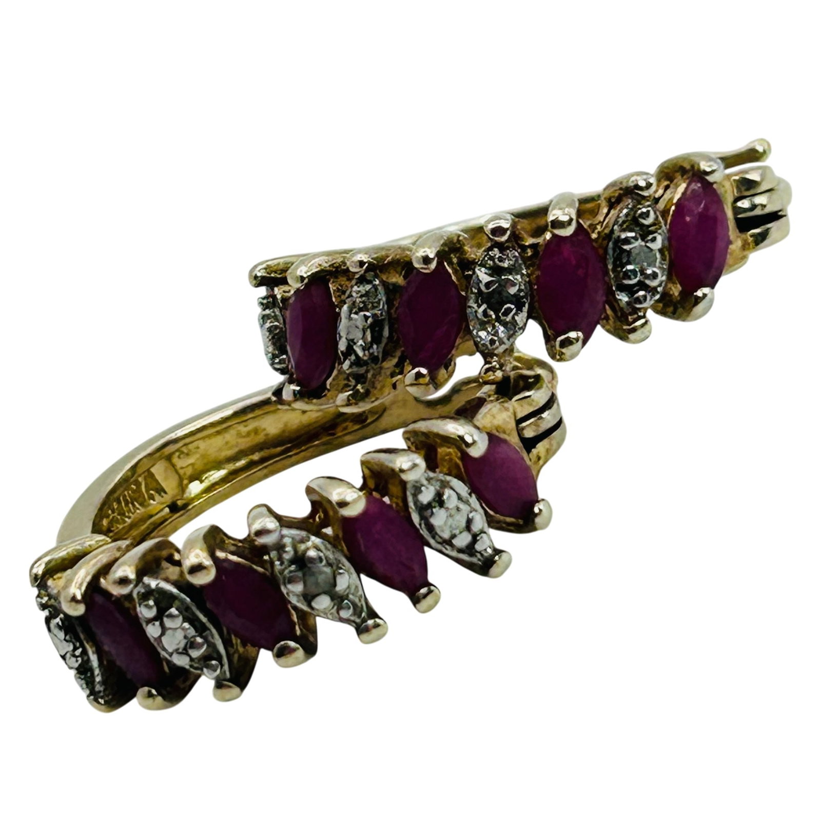 Sterling Ruby Diamond Accent Half Hoop Earrings: Sterling ruby diamond accent half hoop earrings. 4.0g
