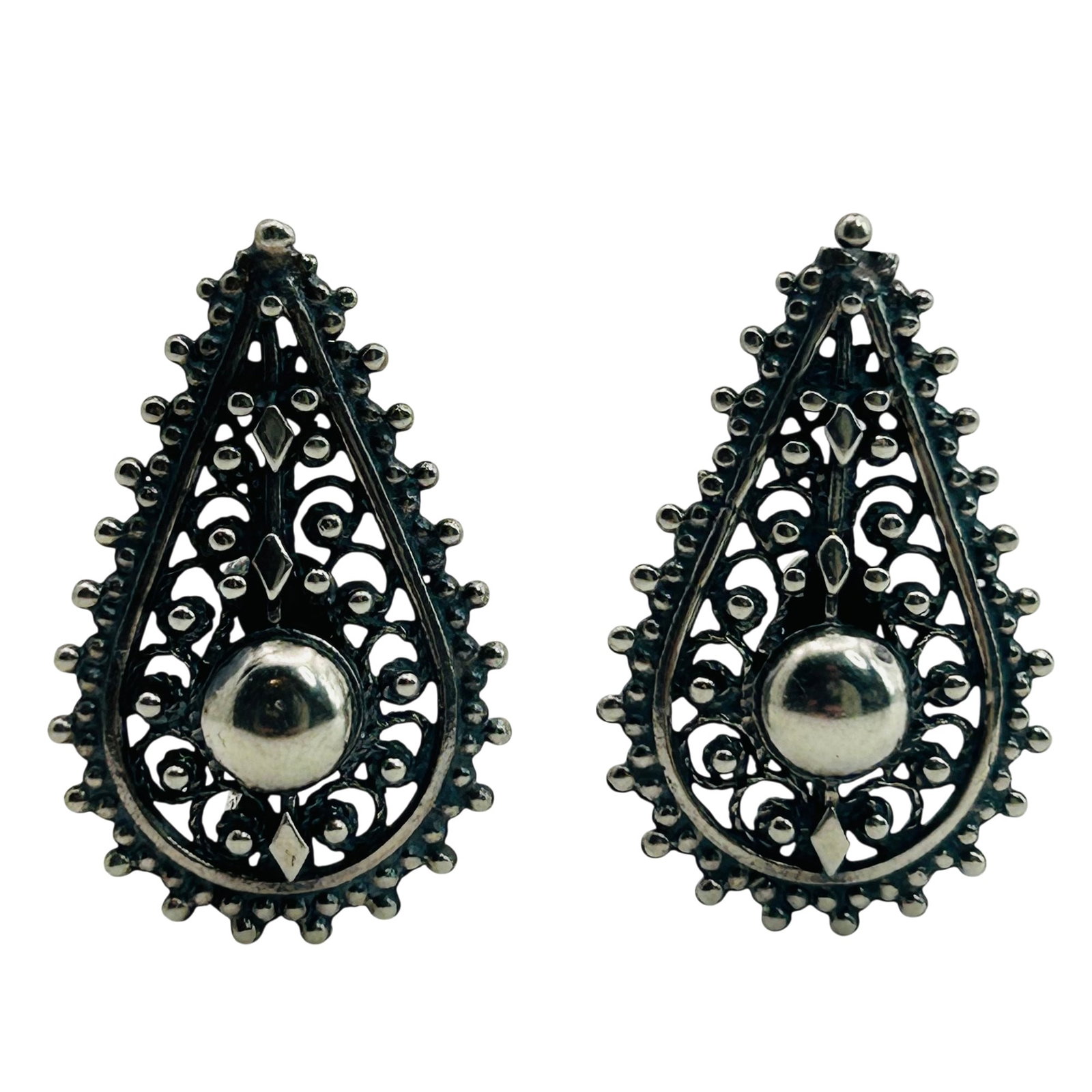 Sterling Screw Back Tear Drop Earrings (1 of 4)