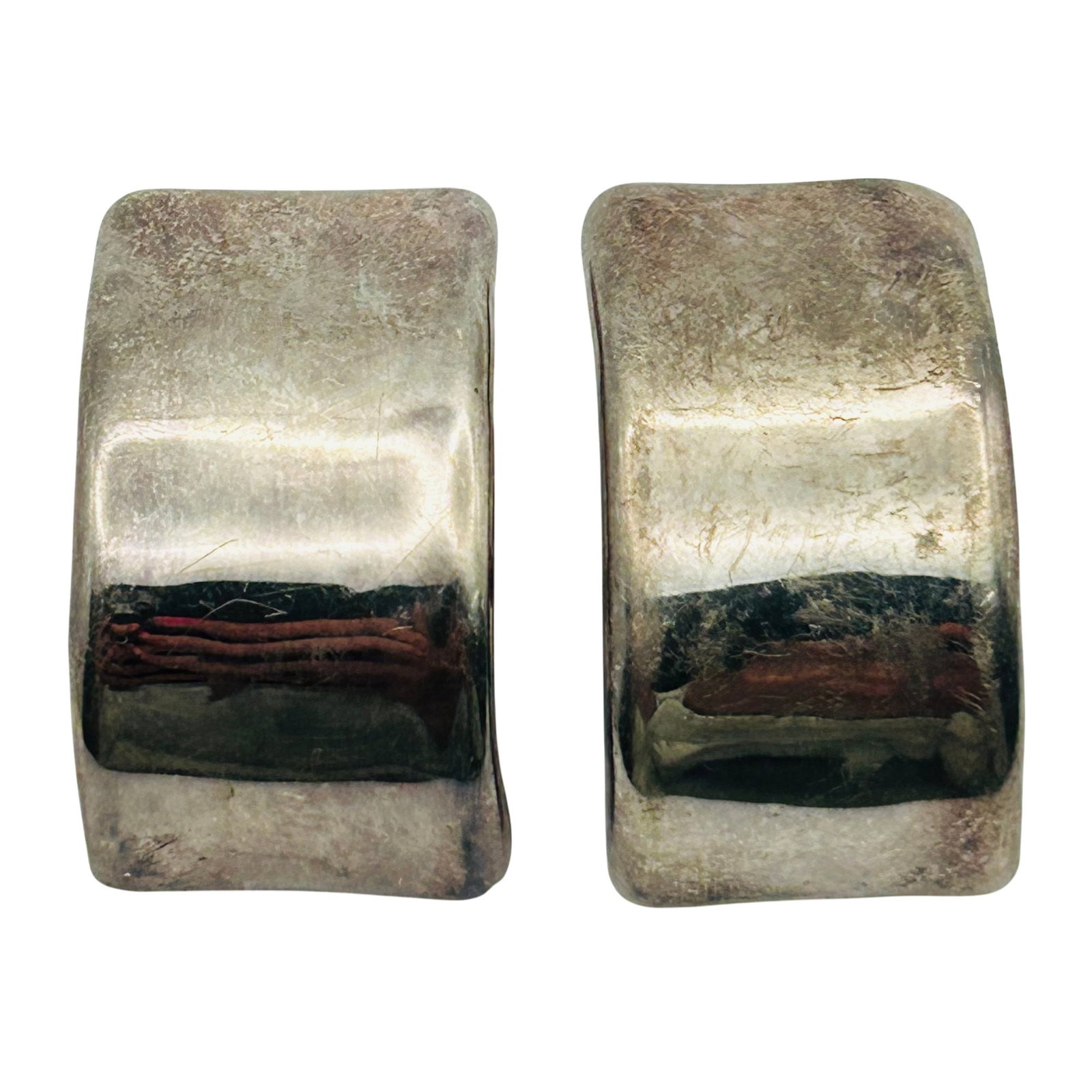 Signed Sterling Curved Earrings: Signed Sterling curved earrings. 13.3g