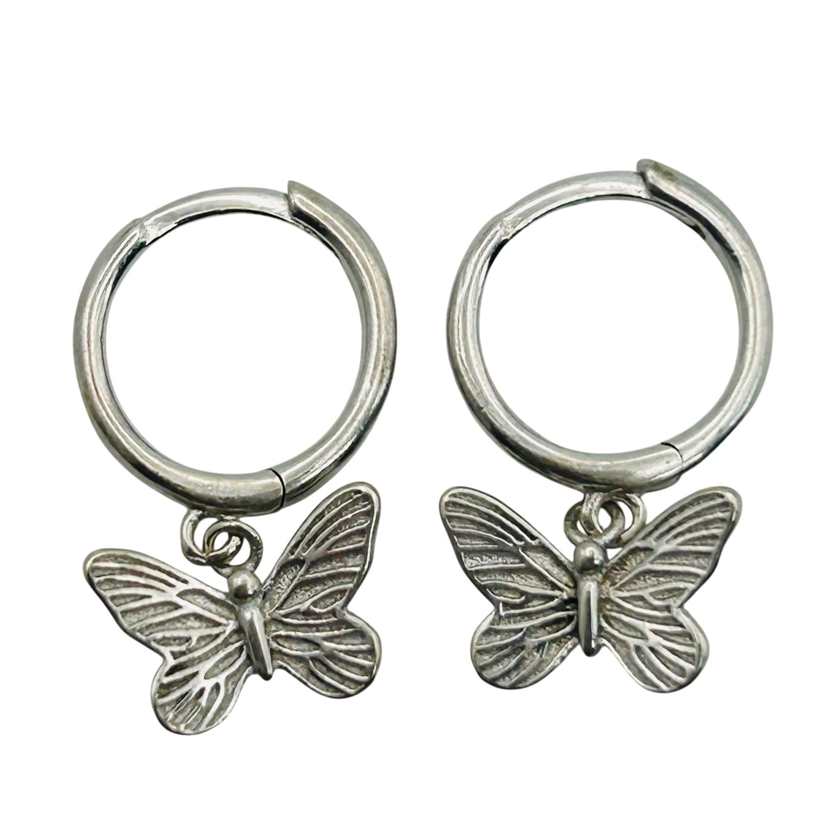 Sterling Butterfly Huggie Hoop Earrings: Sterling butterfly Huggie hoop earrings. 1.6g
