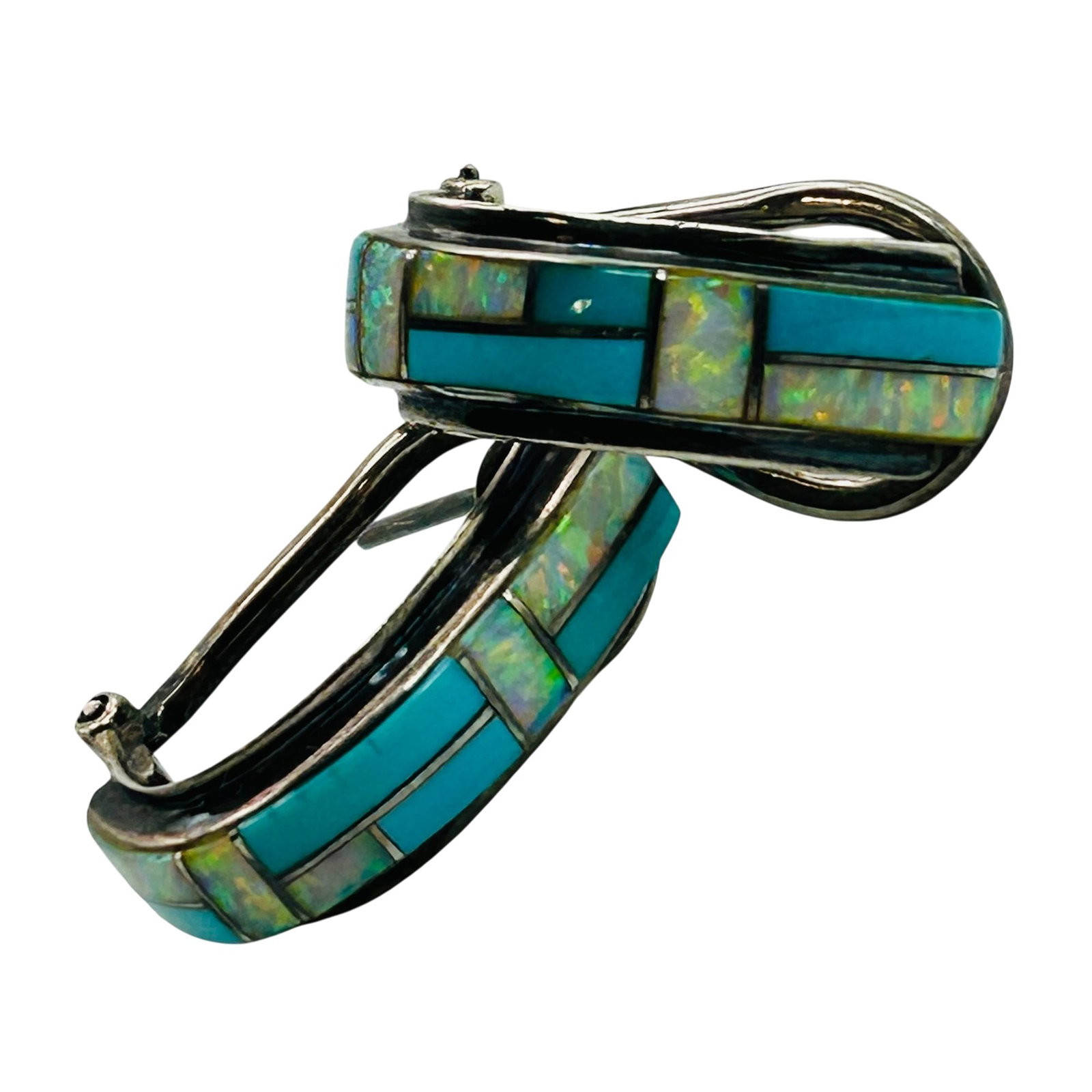 Hong Kong Sterling Turquoise Opal Stud Earrings (1 of 6)