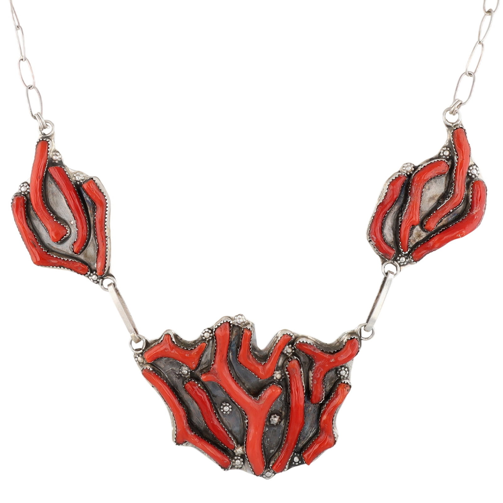 Griffin & Evangeline Tsabetsaye Zuni Sterling Coral Necklace (1 of 6)