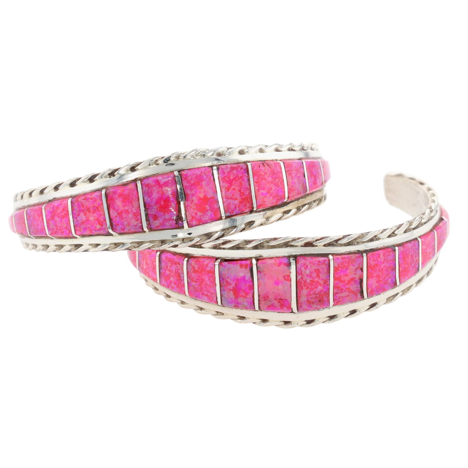 Malcolm Chavez Zuni Sterling Opal Inlay Hoop Earrings (1 of 6)