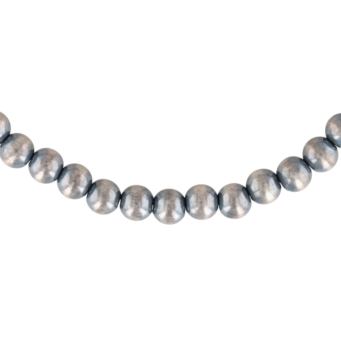 Southwest Plain Silver Hand Strung Beaded Necklace: Southwest Plain Sterling Silver Hand Strung Beaded Necklace 19.5g | 7mm beads