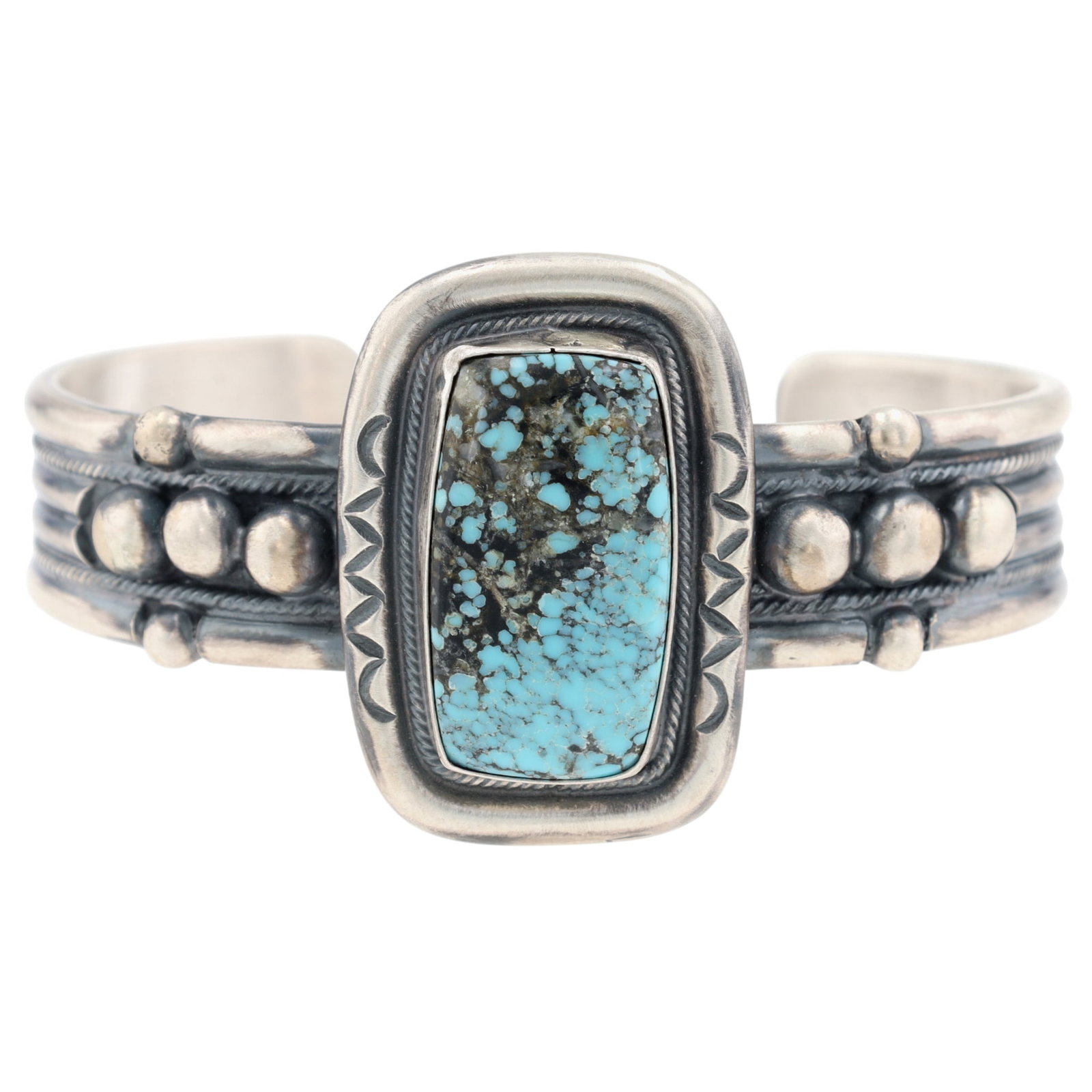 Darrin Livingston Navajo Sterling Blue Moon Turquoise Cuff Bracelet: Darrin Livingston Navajo Sterling Blue Moon Turquoise Cuff Bracelet 57g