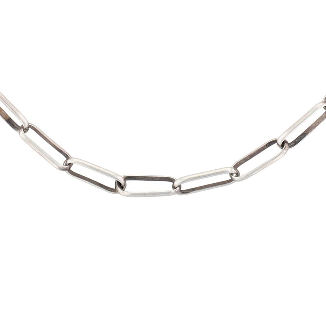 Sally Shirley Navajo Plain Silver Paper Clip Chain Necklace: Sally Shirley Navajo Plain Sterling Silver Paper Clip Chain Necklace 8g