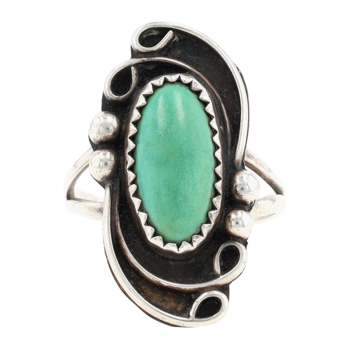Signed Navajo Sterling Turquoise Ring Sz 4.5 (1 of 6)