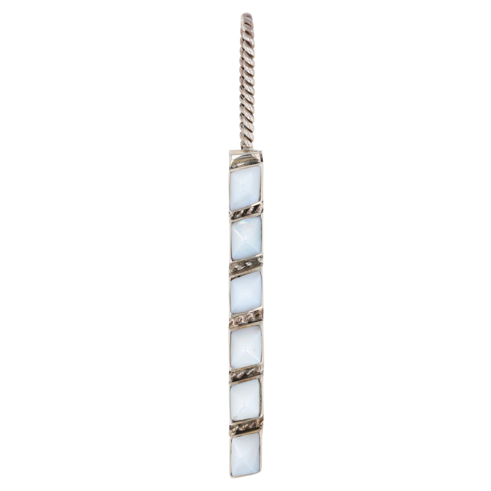 Southwest Sterling Mother of Pearl Studded Bar Pendant (1 of 3)