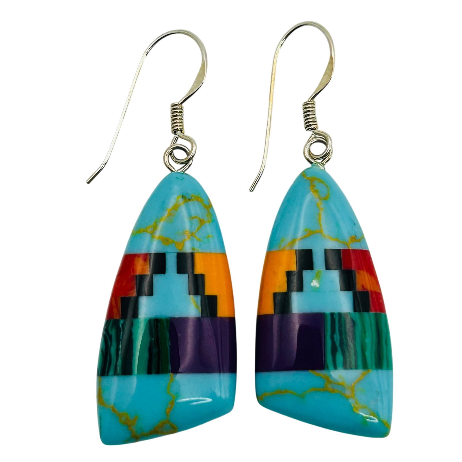 Sterling Southwest Multi Gem Inlay Earrings (1 of 6)