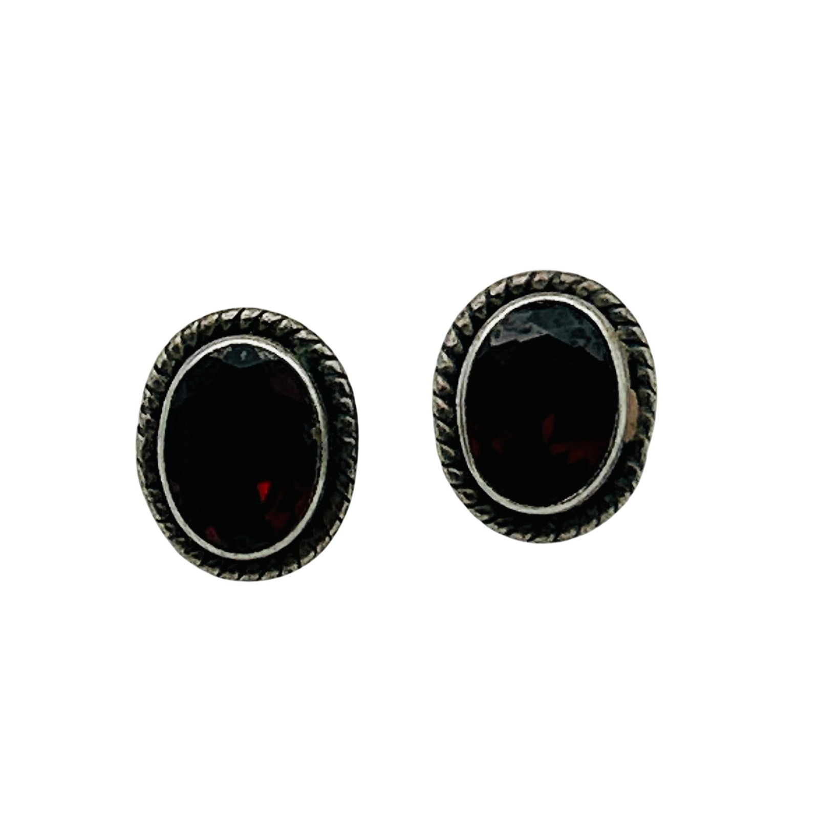 Sterling Garnet Stud Earrings (1 of 5)