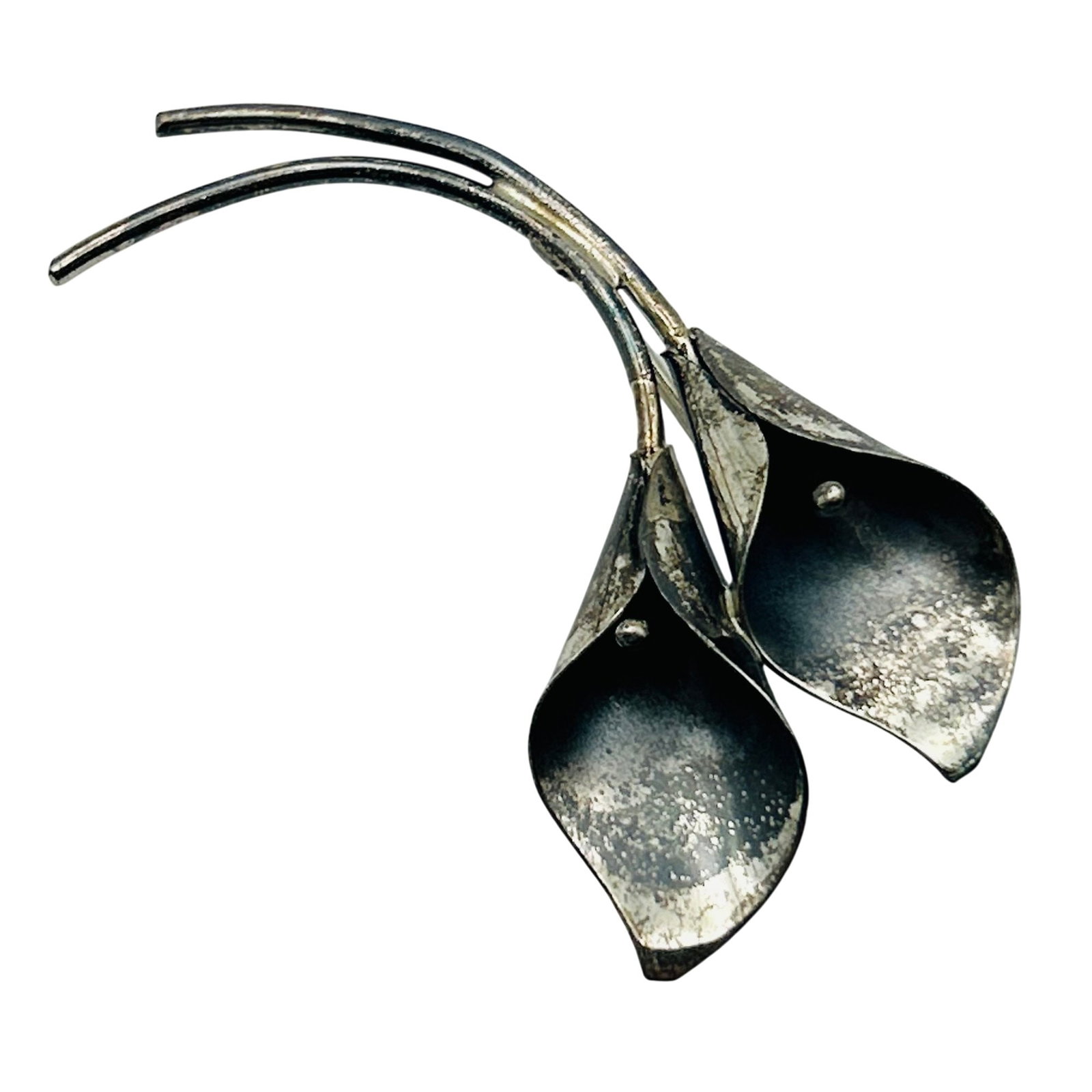 Signed Sterling Flower Brooch (1 of 6)