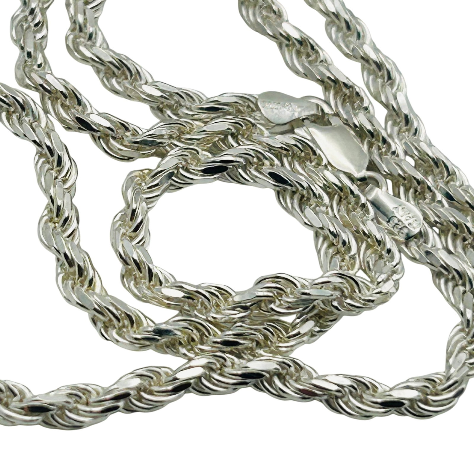 KA 1772 Italy Sterling Rope Chain Necklace: KA 1772 Italy Sterling Rope Chain Necklace. 27.6g