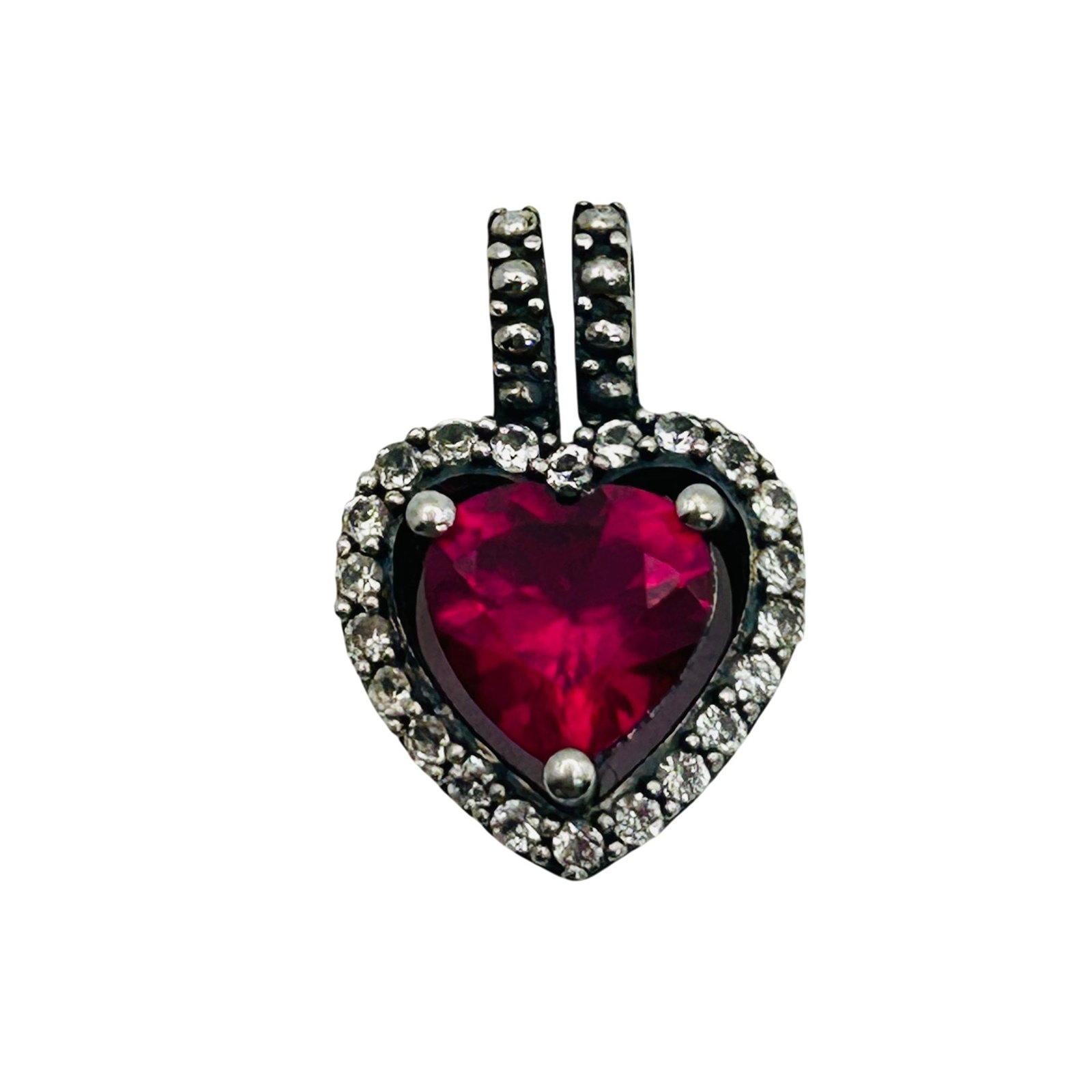 Signed Sterling Multi Gem Heart Pendant (1 of 4)