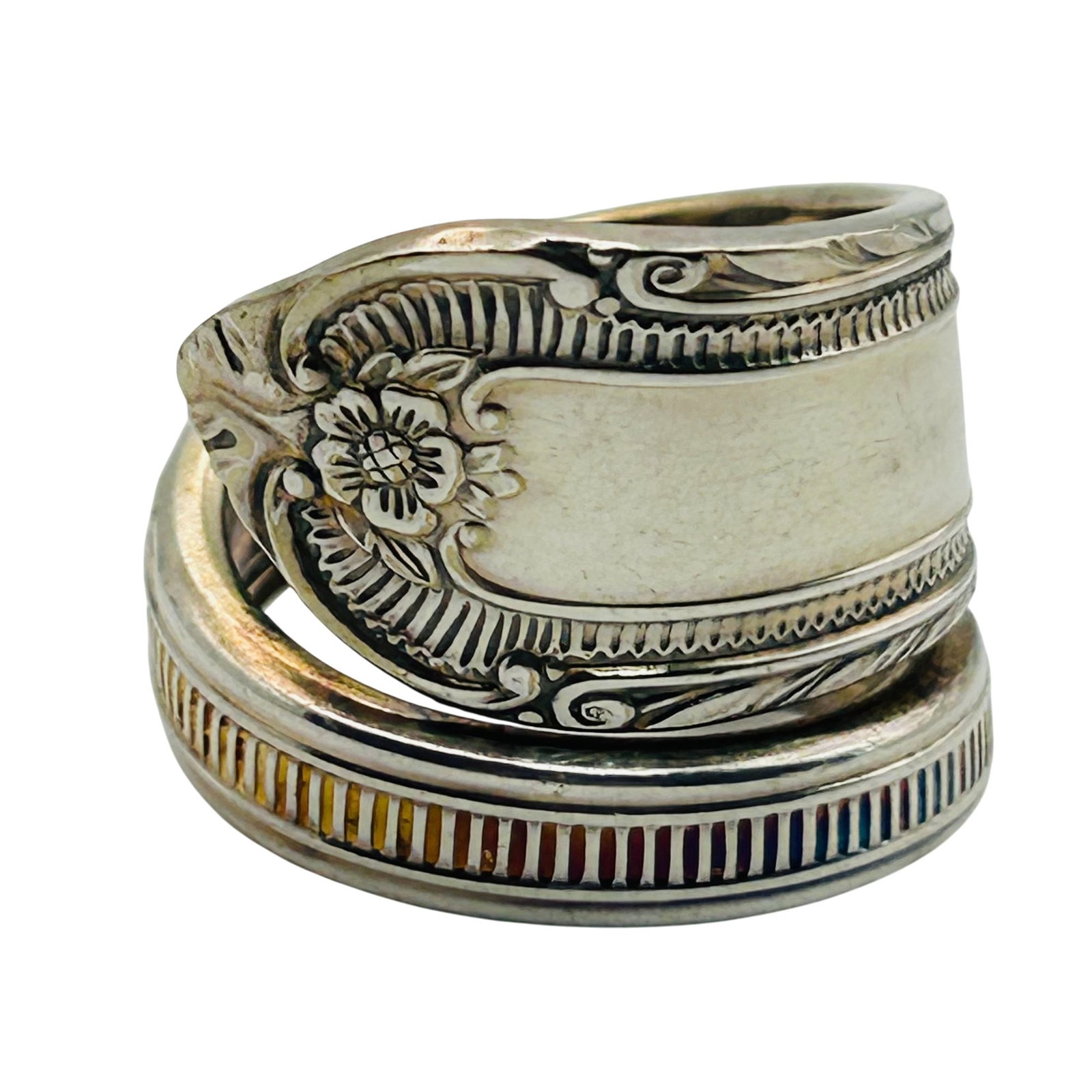 Signed Rogers Sterling Wrap Ring Size 9 (1 of 6)